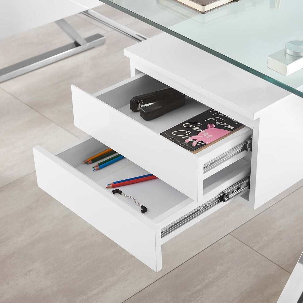 Sector 71" Glass Top Glass Office Desk By Modway - EEI-6226 | Desks | Modishstore - 8