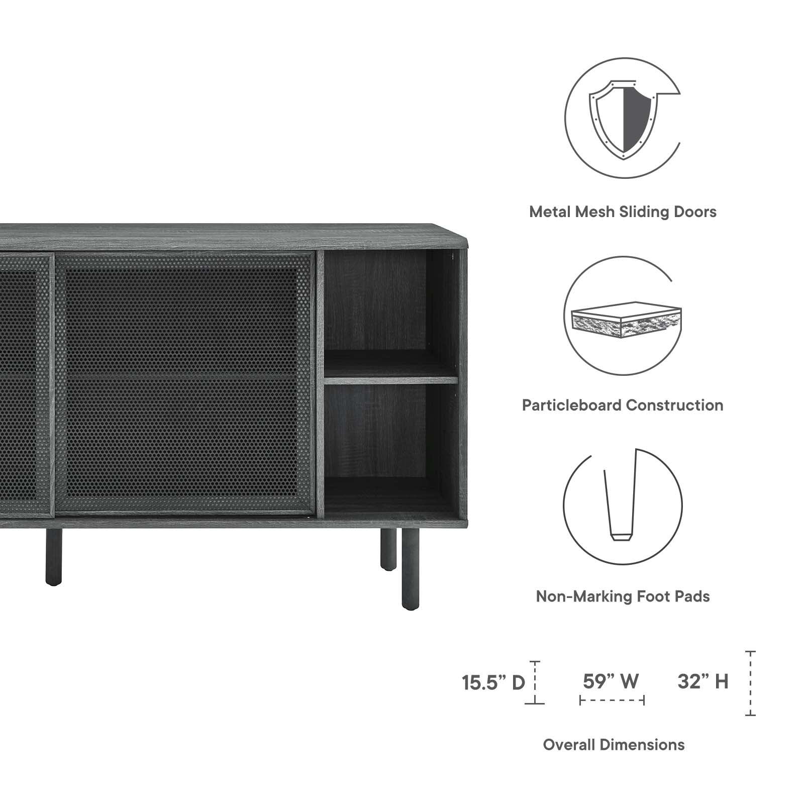 Kurtis 59" Sideboard By Modway - EEI-6235 | TV Stands | Modishstore - 8