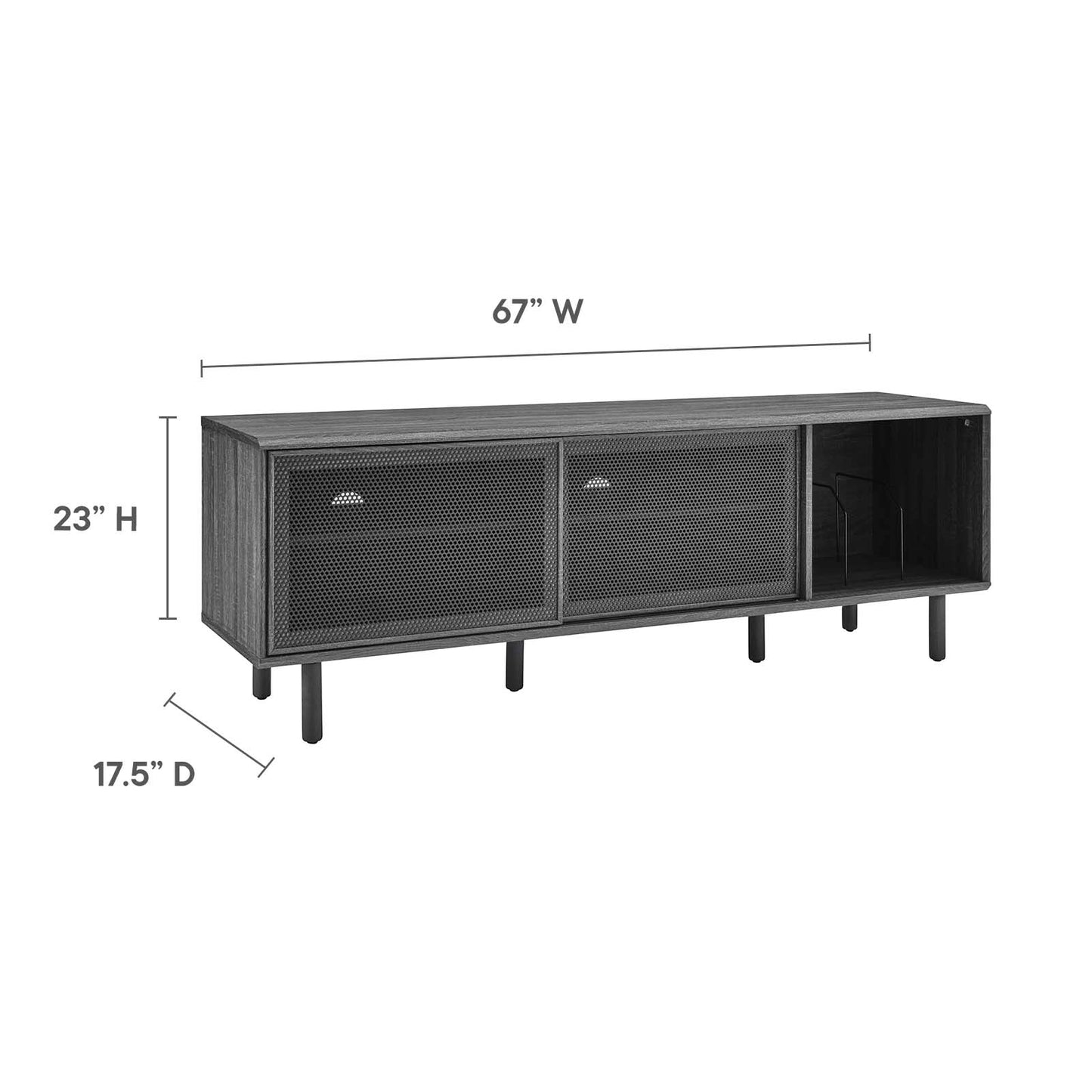 Kurtis 67" TV and Vinyl Record Stand By Modway - EEI-6236 | TV Stands | Modishstore - 9