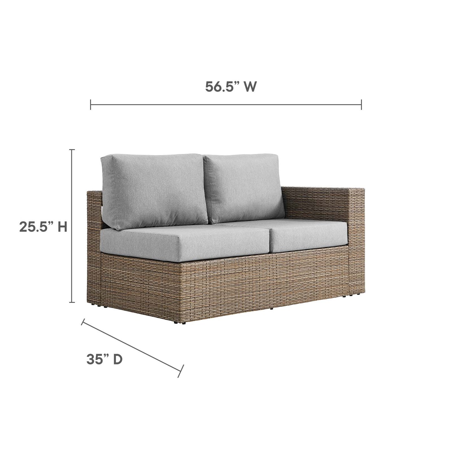 Convene Outdoor Patio Outdoor Patio Right-Arm Loveseat By Modway - EEI-6242 | Outdoor Sofas, Loveseats & Sectionals | Modishstore - 6