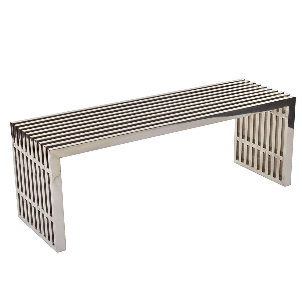 Modway Gridiron Medium Stainless Steel Bench - Silver - EEI-625 | Benches | Modishstore - 3