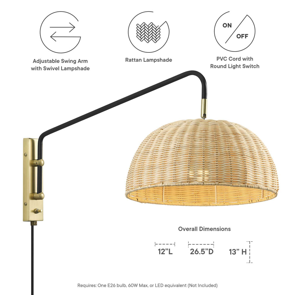 Ulani Rattan Wall Sconce By Modway - EEI-6256 | Floor Lamps | Modishstore - 7