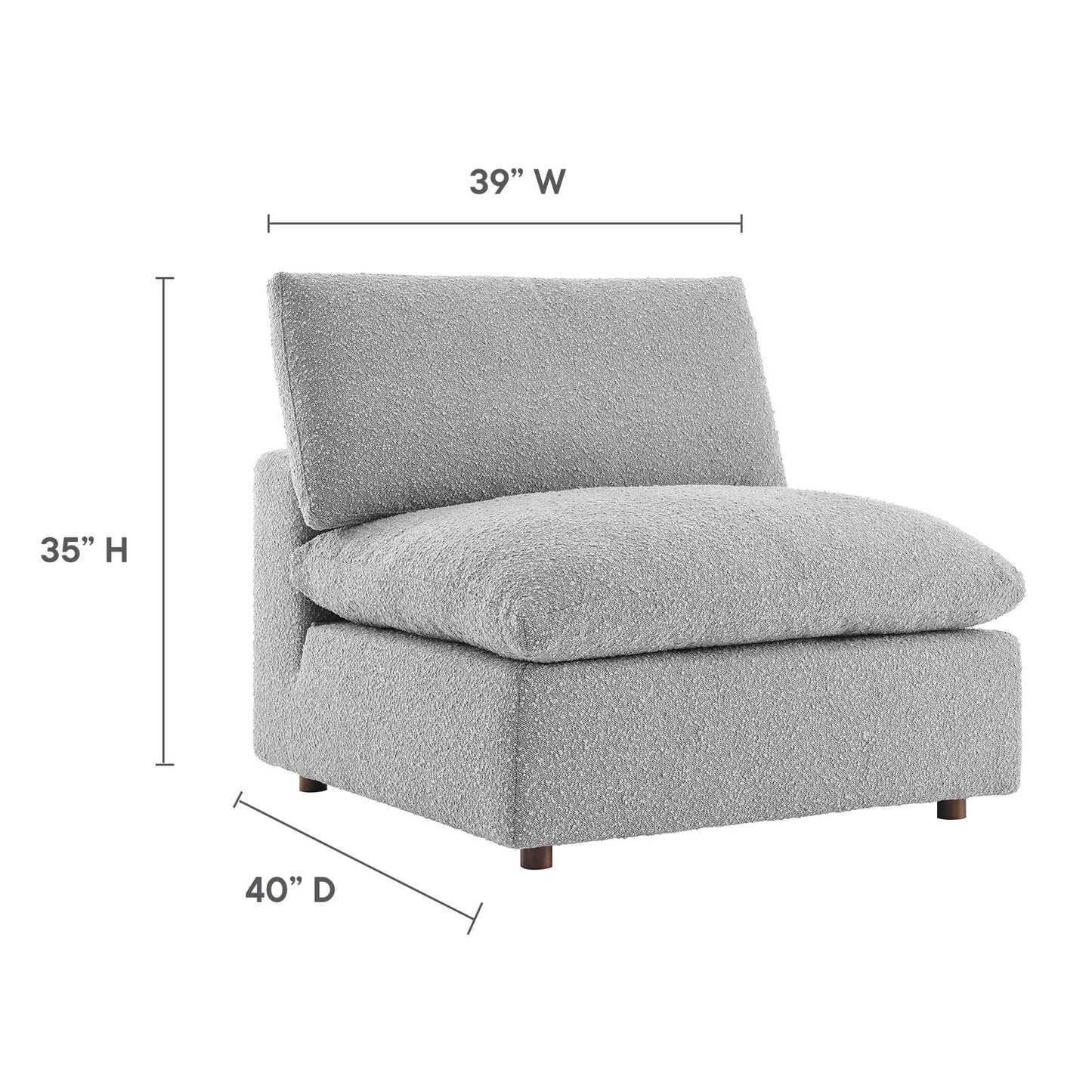 Commix Down Filled Overstuffed Boucle Fabric Armless Chair By Modway - EEI-6257 | Lounge Chairs | Modishstore - 24