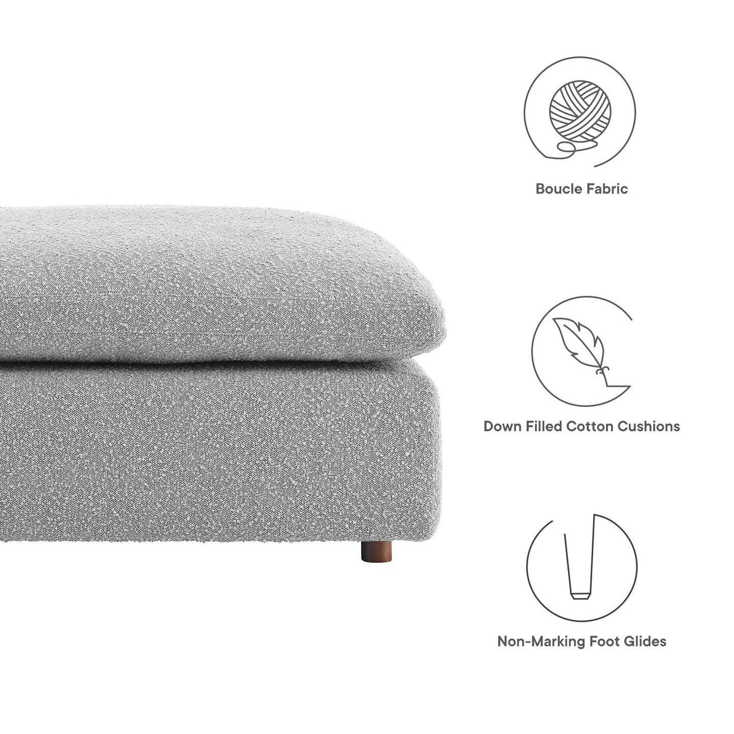 Commix Down Filled Overstuffed Boucle Fabric Ottoman By Modway - EEI-6258 | Ottomans | Modishstore - 22