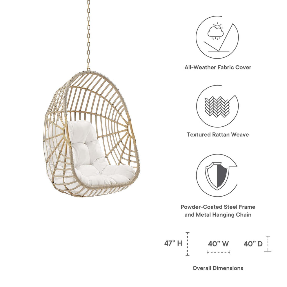 Amalie Wicker Rattan Outdoor Patio Rattan Swing Chair without Stand By Modway - EEI-6261 | Outdoor Porch Swings | Modishstore - 6