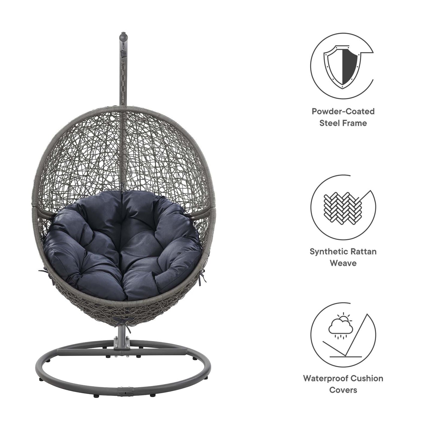 Encase Outdoor Patio Rattan Swing Chair By Modway - EEI-6262 | Outdoor Chaise Lounges | Modishstore - 44