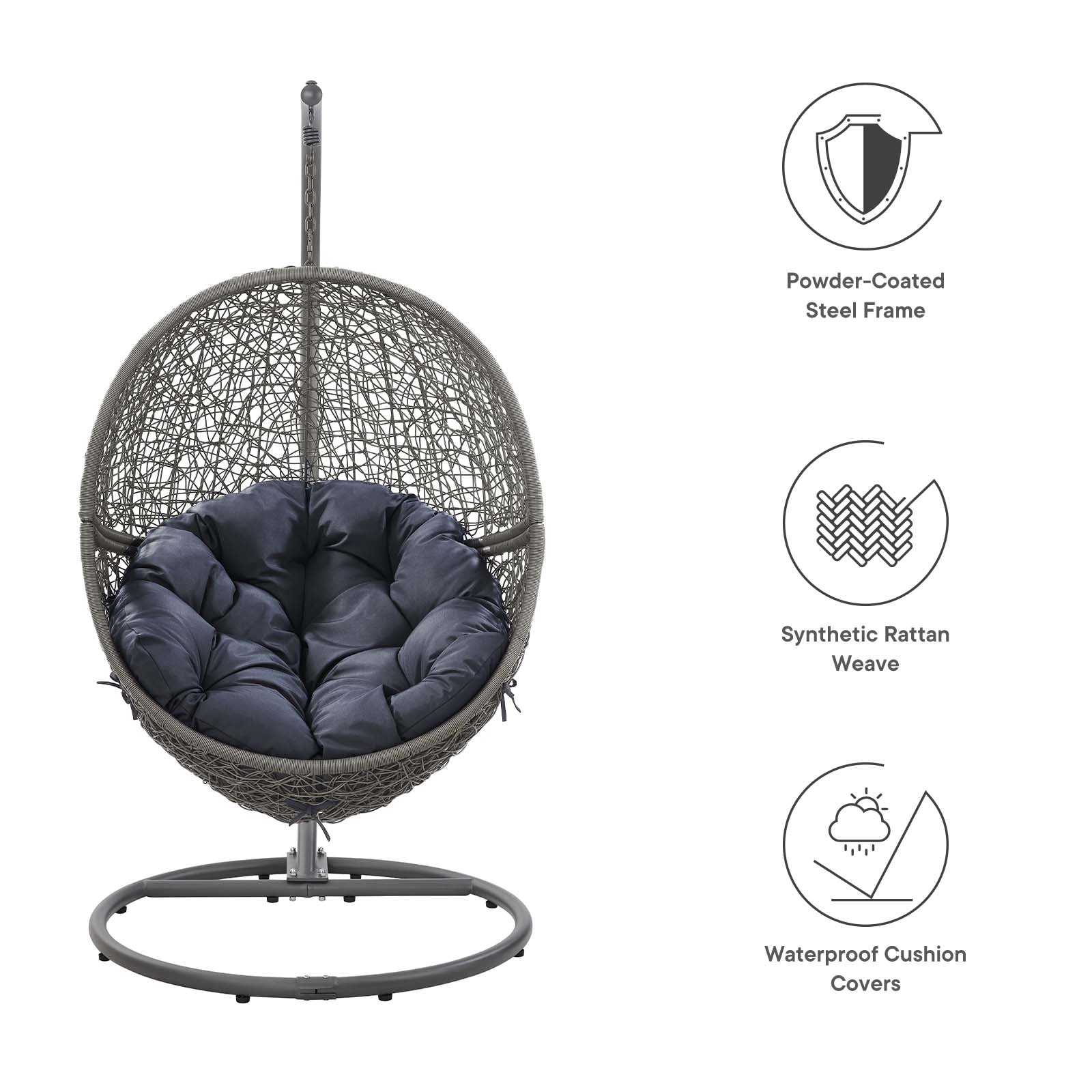 Encase Outdoor Patio Rattan Swing Chair By Modway - EEI-6262 | Outdoor Chaise Lounges | Modishstore - 44