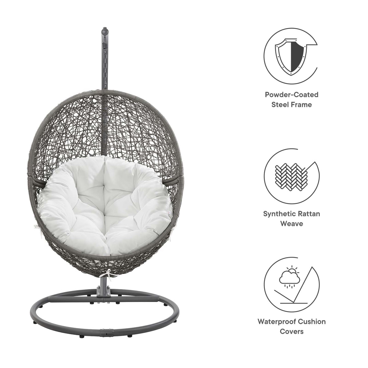 Encase Outdoor Patio Rattan Swing Chair By Modway - EEI-6262 | Outdoor Chaise Lounges | Modishstore - 53