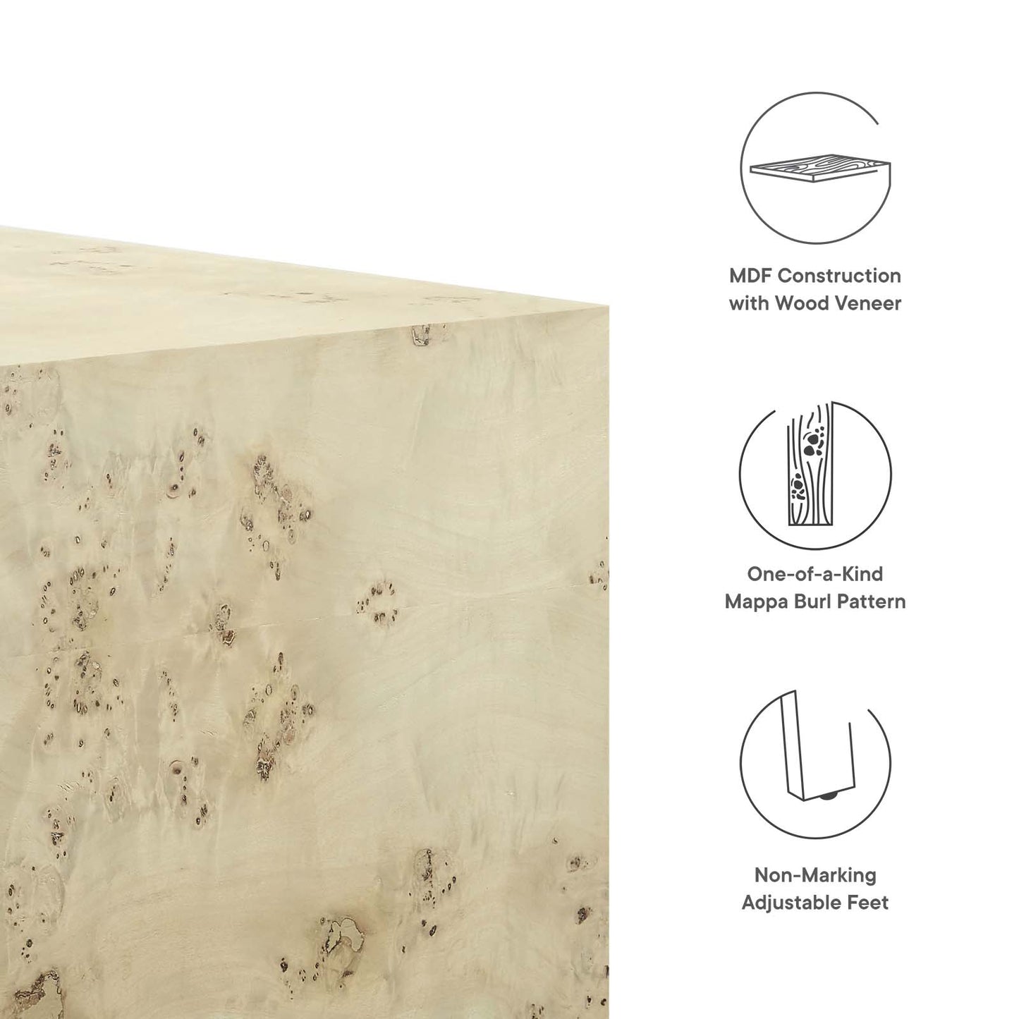 Cosmos 36" Square Burl Wood Coffee Table By Modway - EEI-6272 | Coffee Tables | Modishstore - 6