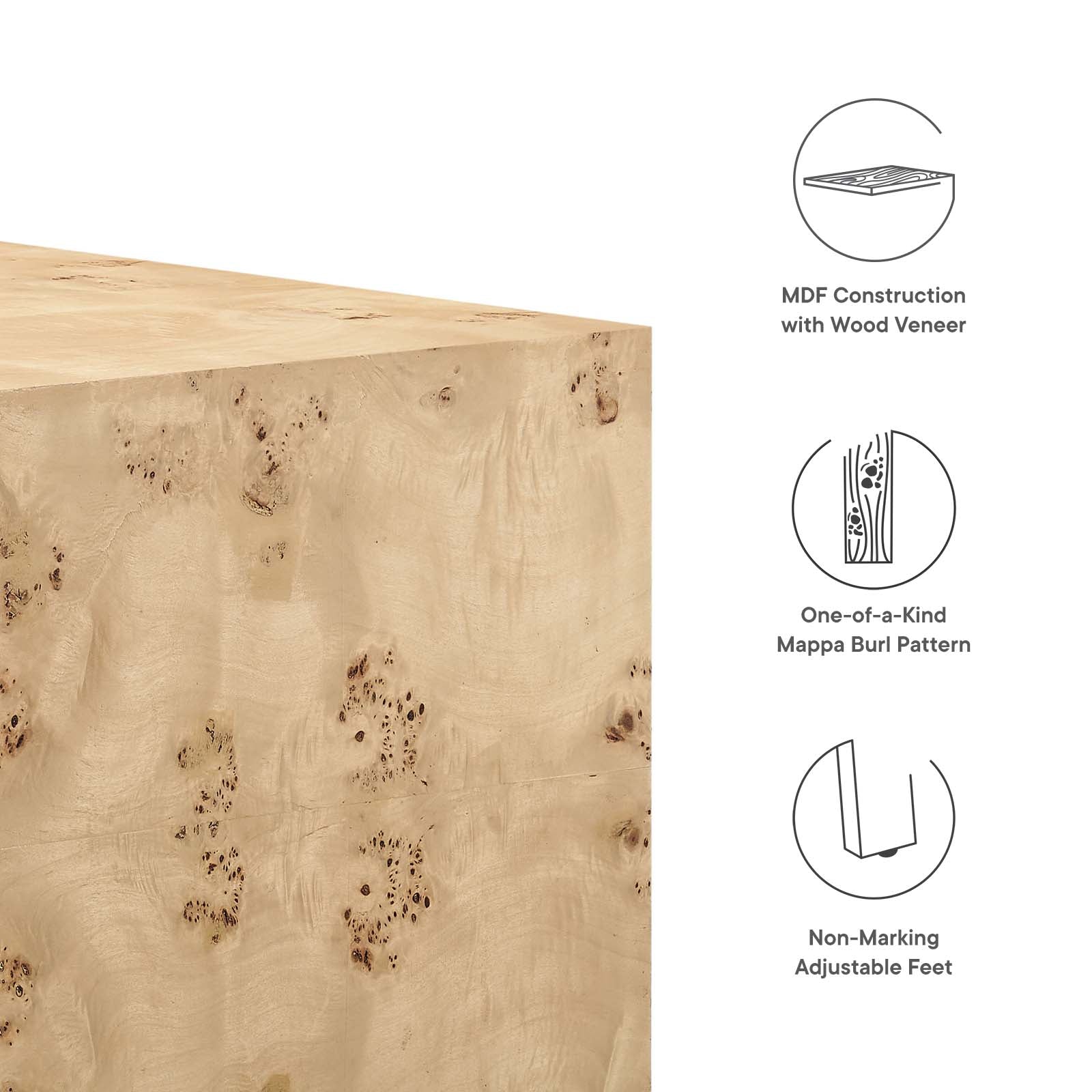 Cosmos 36" Square Burl Wood Coffee Table By Modway - EEI-6272 | Coffee Tables | Modishstore - 14