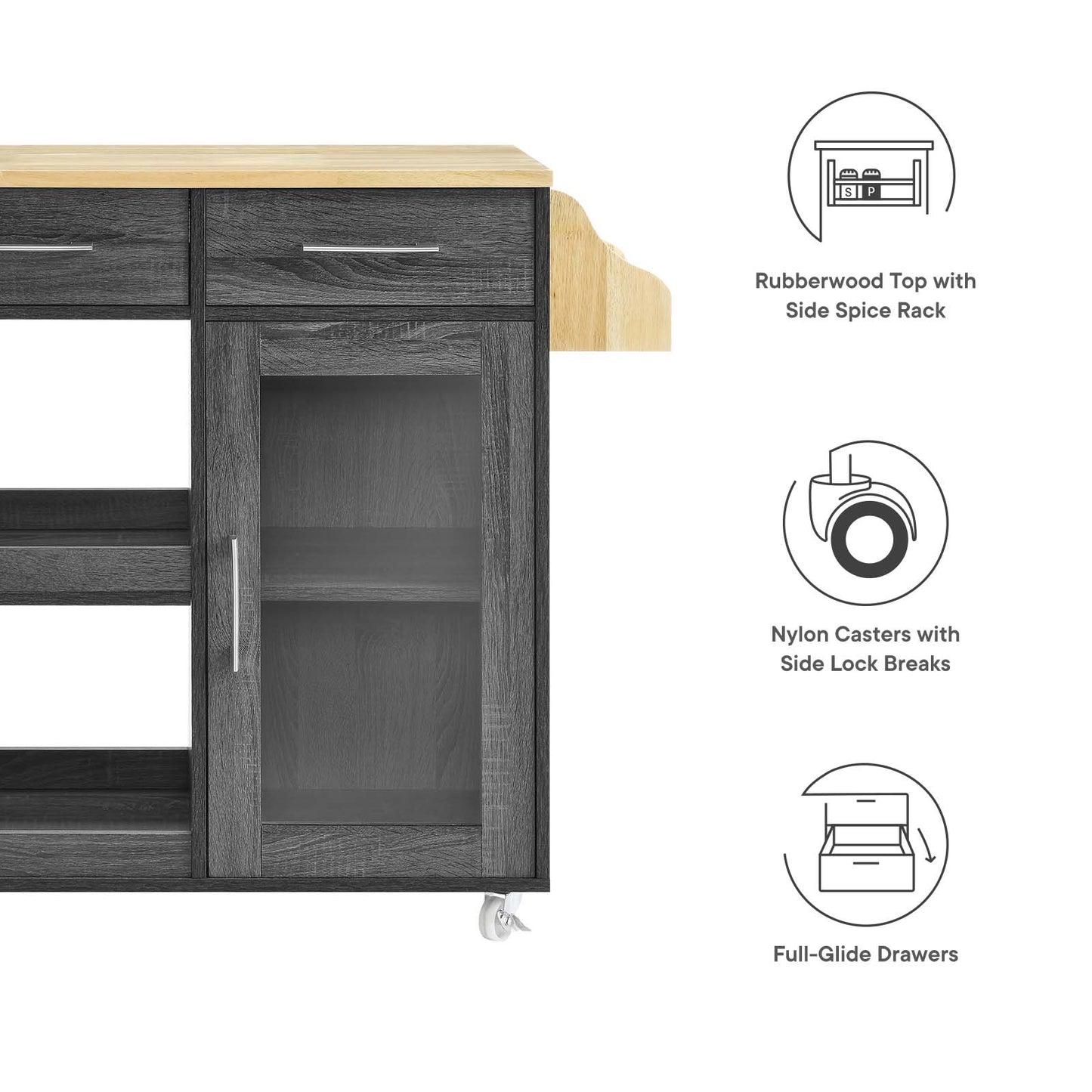 Culinary Kitchen Cart With Spice Rack By Modway - EEI-6277 | Kitchen Carts | Modishstore - 11