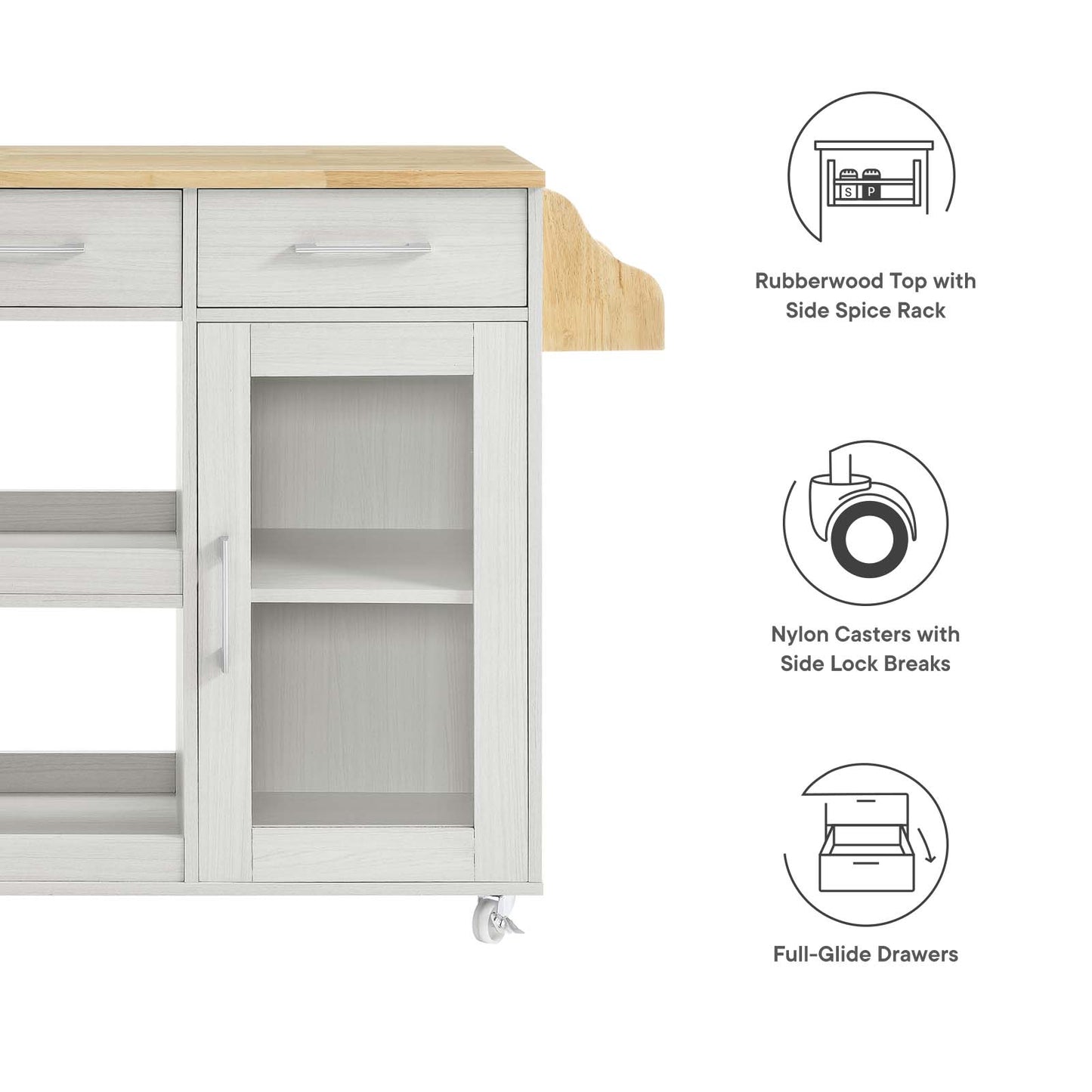 Culinary Kitchen Cart With Spice Rack By Modway - EEI-6277 | Kitchen Carts | Modishstore - 44