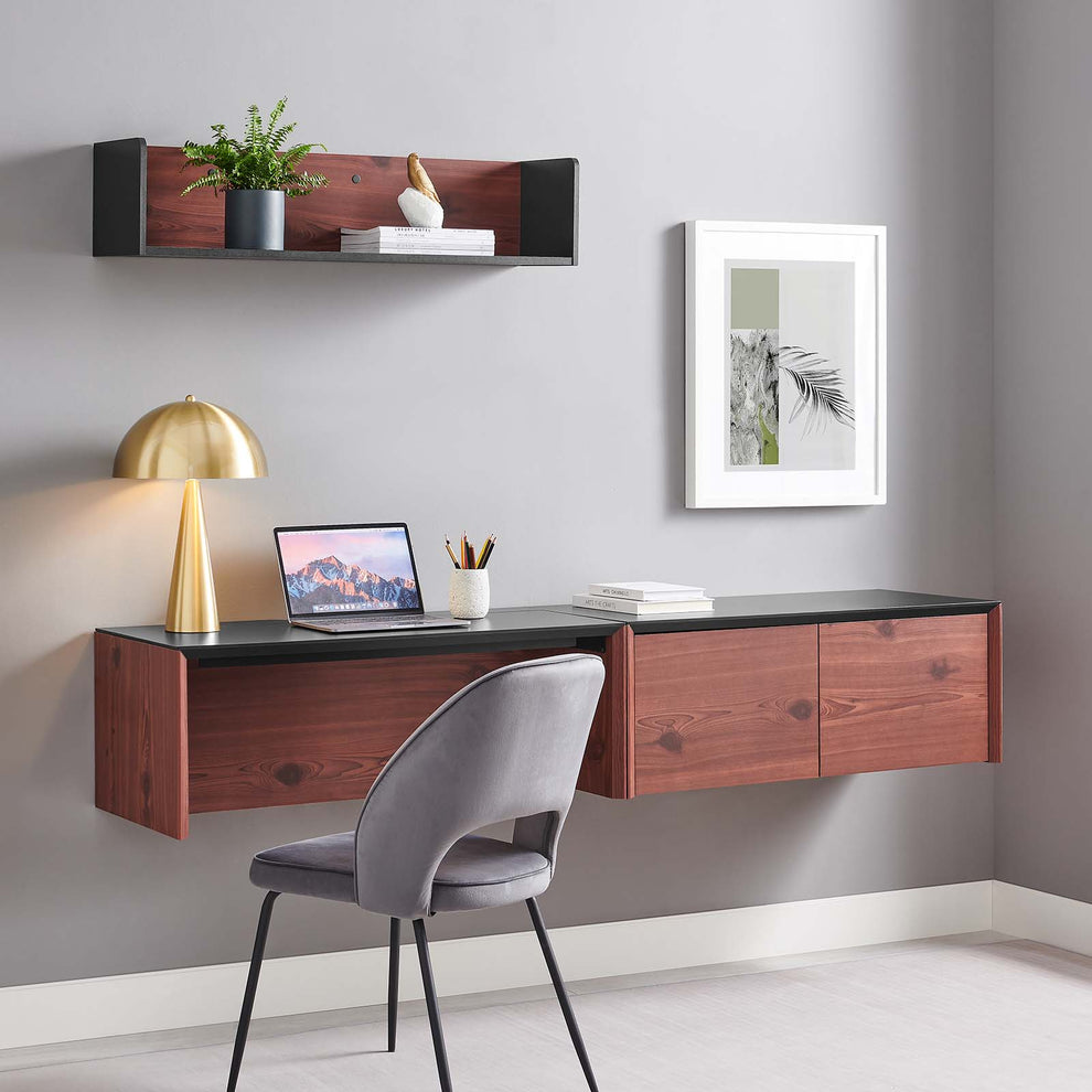 Kinetic 38" Wall-Mount Office Desk With Cabinet and Shelf By Modway - EEI-6311 | Sideboards | Modishstore - 1