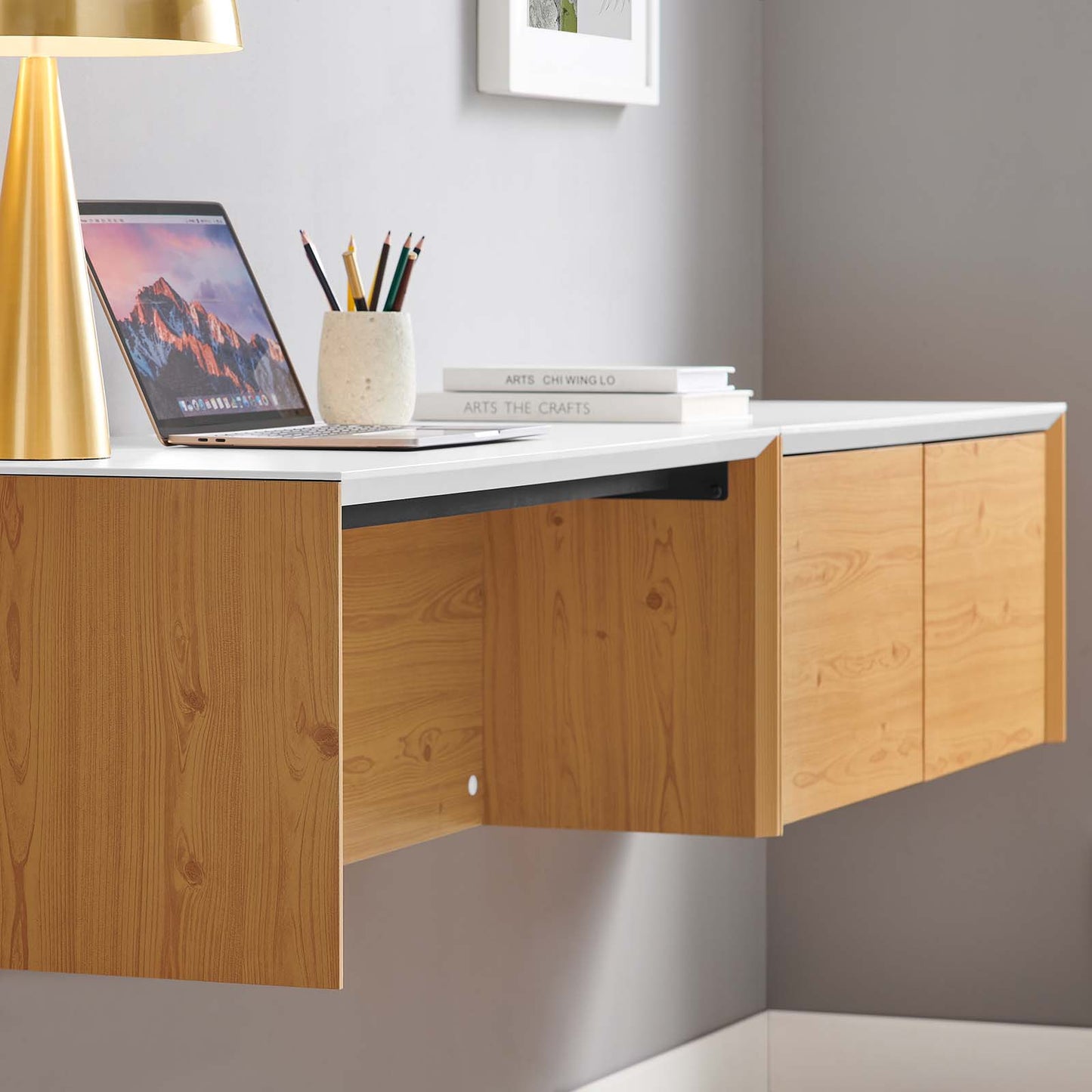 Kinetic 38" Wall-Mount Office Desk With Cabinet and Shelf By Modway - EEI-6311 | Sideboards | Modishstore - 15