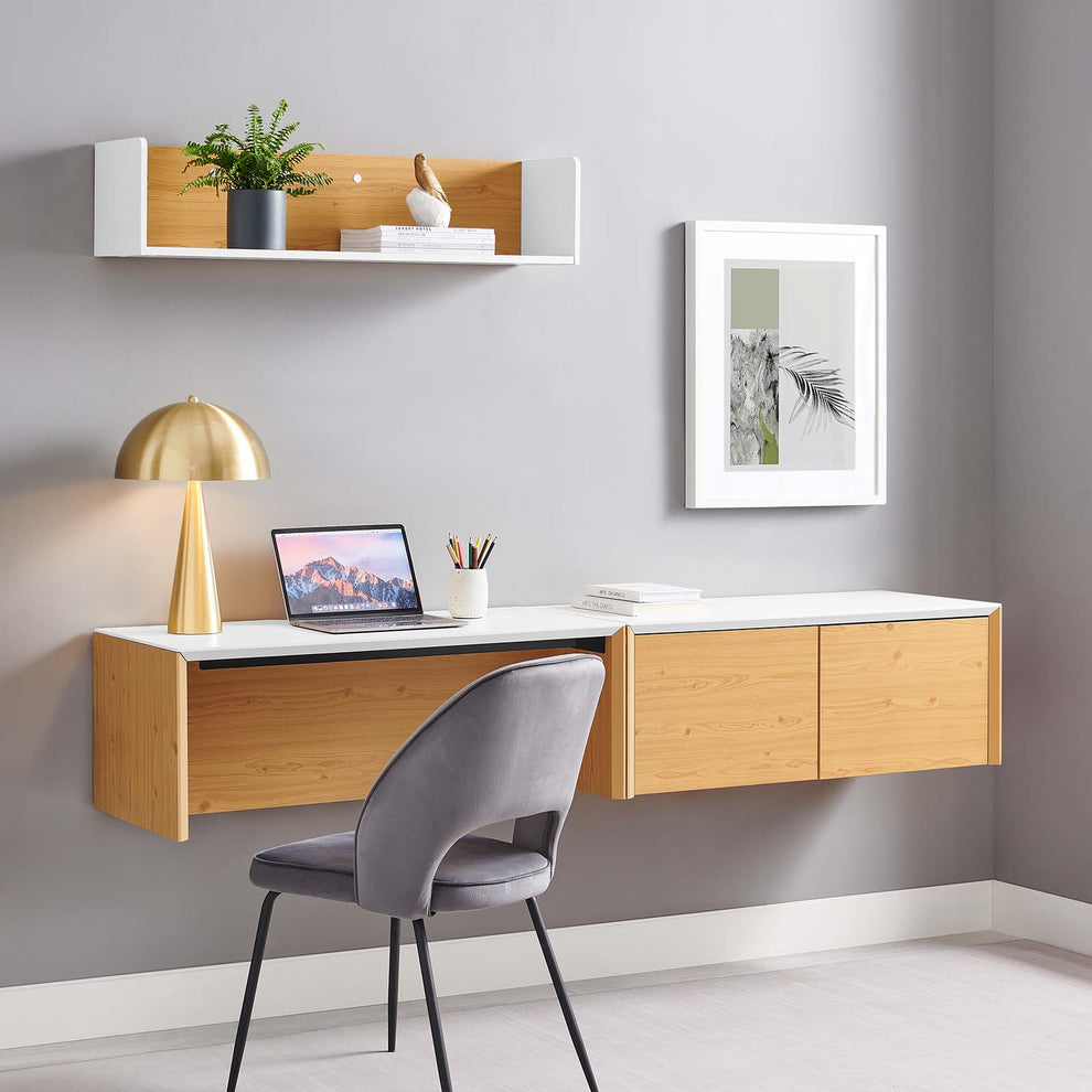 Kinetic 38" Wall-Mount Office Desk With Cabinet and Shelf By Modway - EEI-6311 | Sideboards | Modishstore - 16