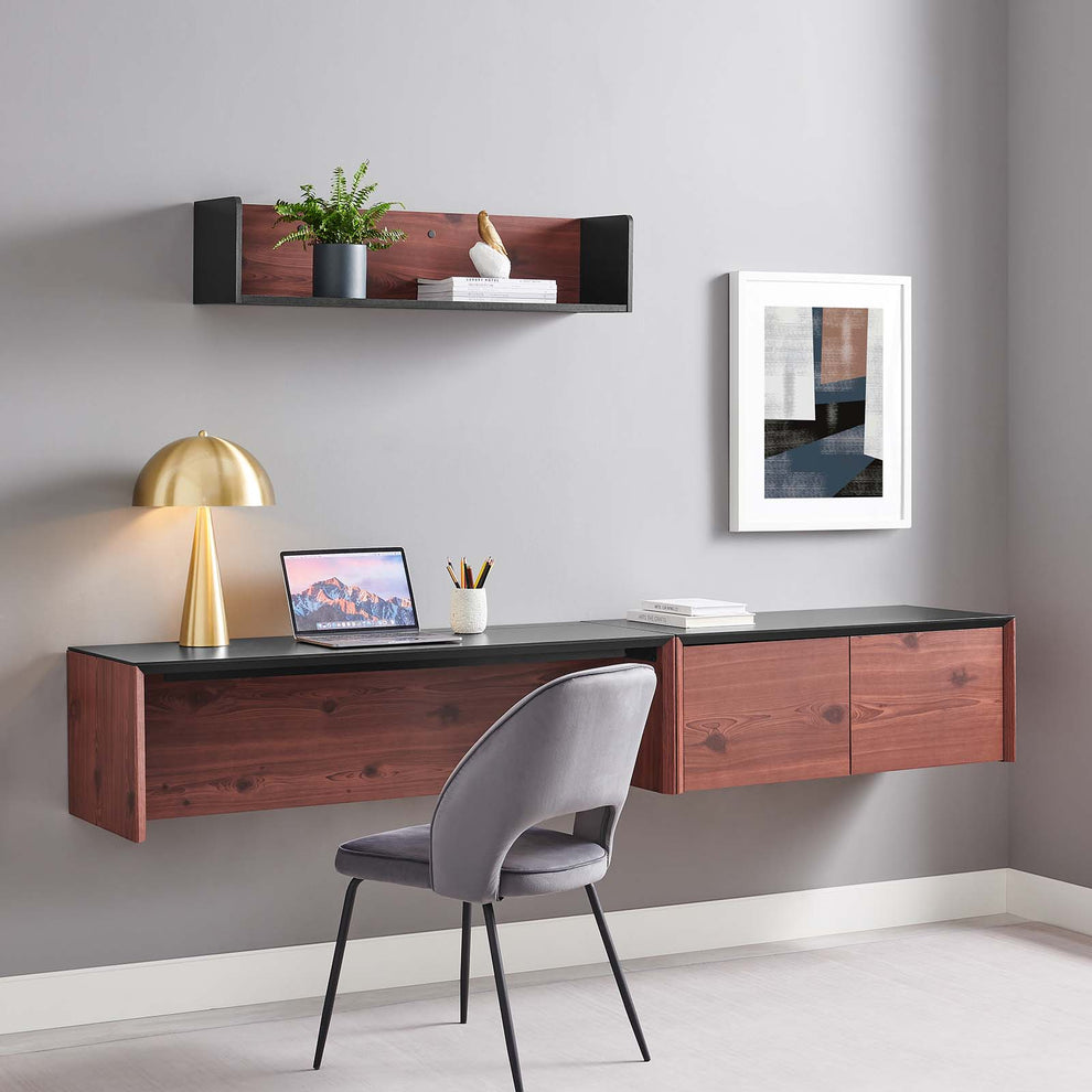 Kinetic 49" Wall-Mount Office Desk With Cabinet and Shelf By Modway - EEI-6312 | Desks | Modishstore - 1