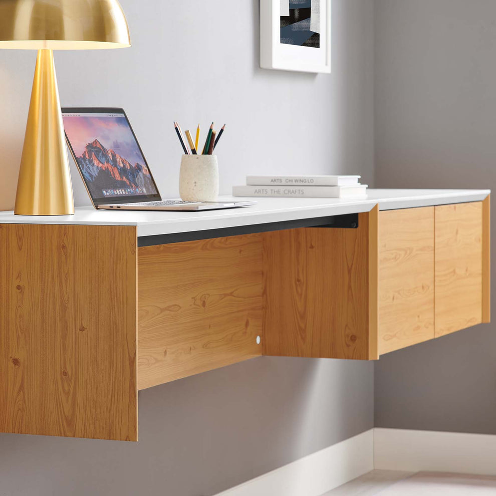 Kinetic 49" Wall-Mount Office Desk With Cabinet and Shelf By Modway - EEI-6312 | Desks | Modishstore - 15