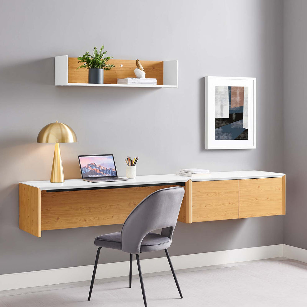 Kinetic 49" Wall-Mount Office Desk With Cabinet and Shelf By Modway - EEI-6312 | Desks | Modishstore - 16
