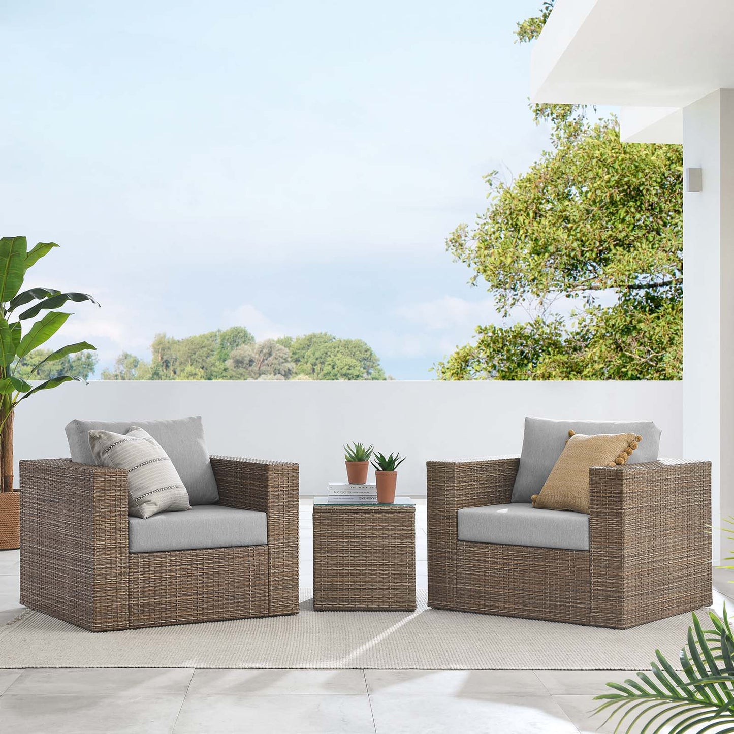 Convene Outdoor Patio Outdoor Patio 3-Piece Furniture Set By Modway - EEI-6327 | Outdoor Sofas, Loveseats & Sectionals | Modishstore - 1
