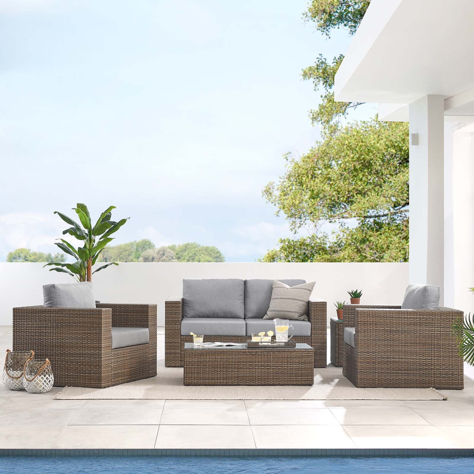 Convene Outdoor Patio Outdoor Patio 4-Piece Furniture Set By Modway - EEI-6328 | Outdoor Sofas, Loveseats & Sectionals | Modishstore - 1