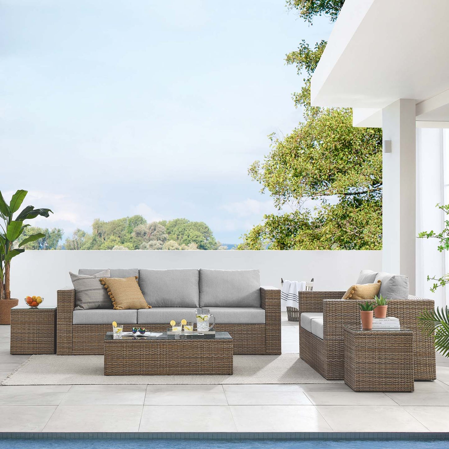 Convene Outdoor Patio Outdoor Patio 5-Piece Furniture Set By Modway - EEI-6331 | Outdoor Sofas, Loveseats & Sectionals | Modishstore - 1