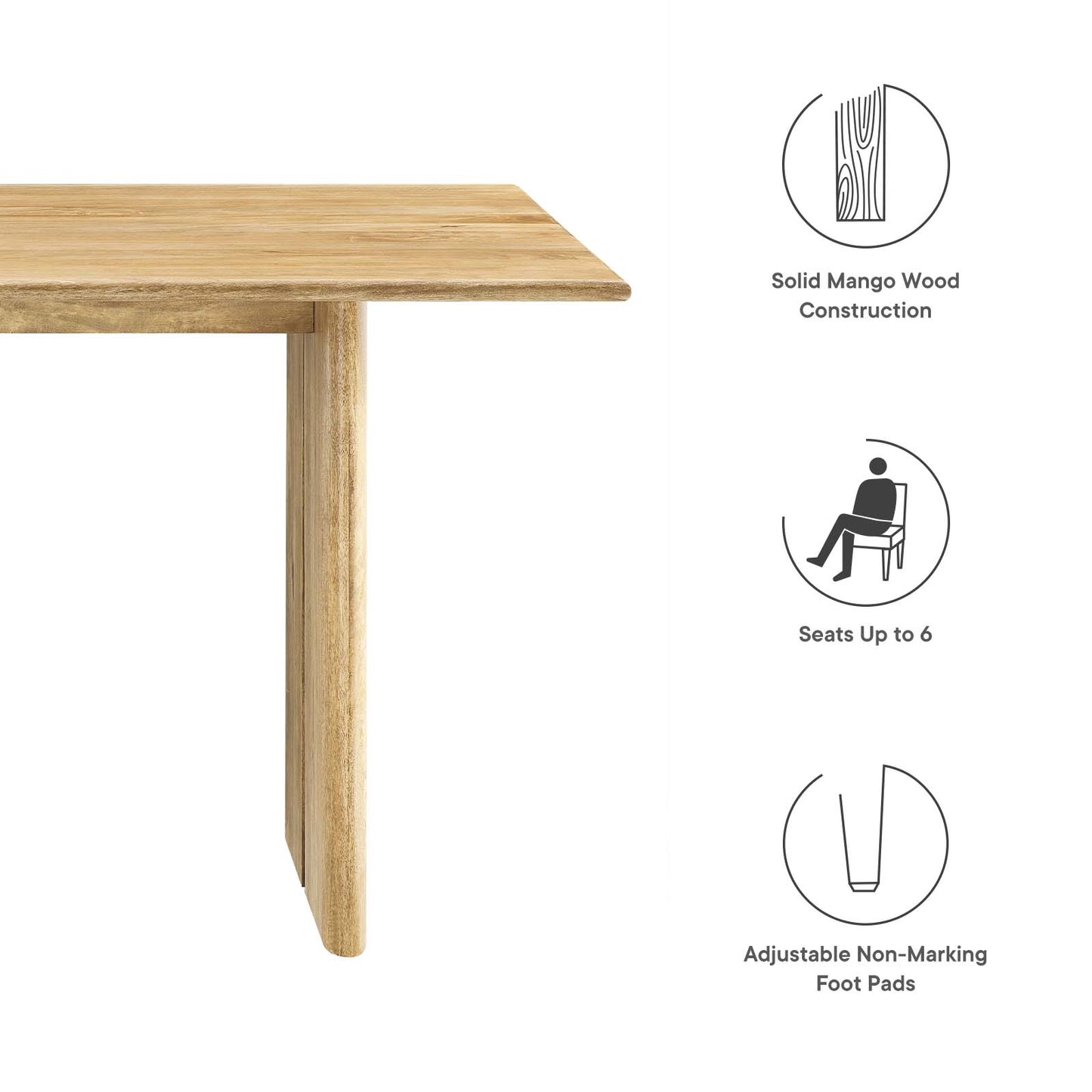 Amistad 60" Wood Dining Table By Modway - EEI-6338 | Dining Tables | Modishstore - 8