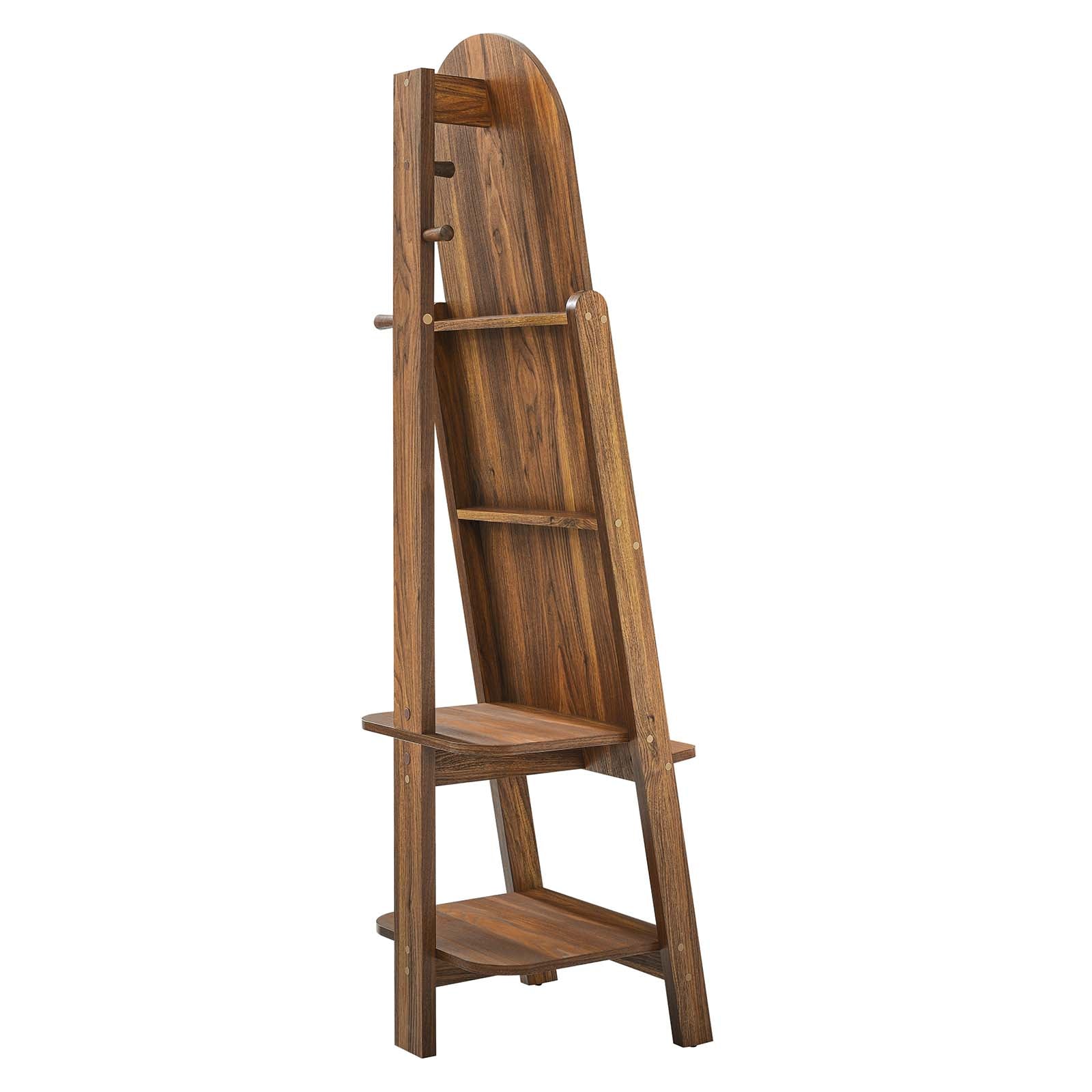 Modway Ascend Standing Wood Mirror with Storage Arch Black Glass â