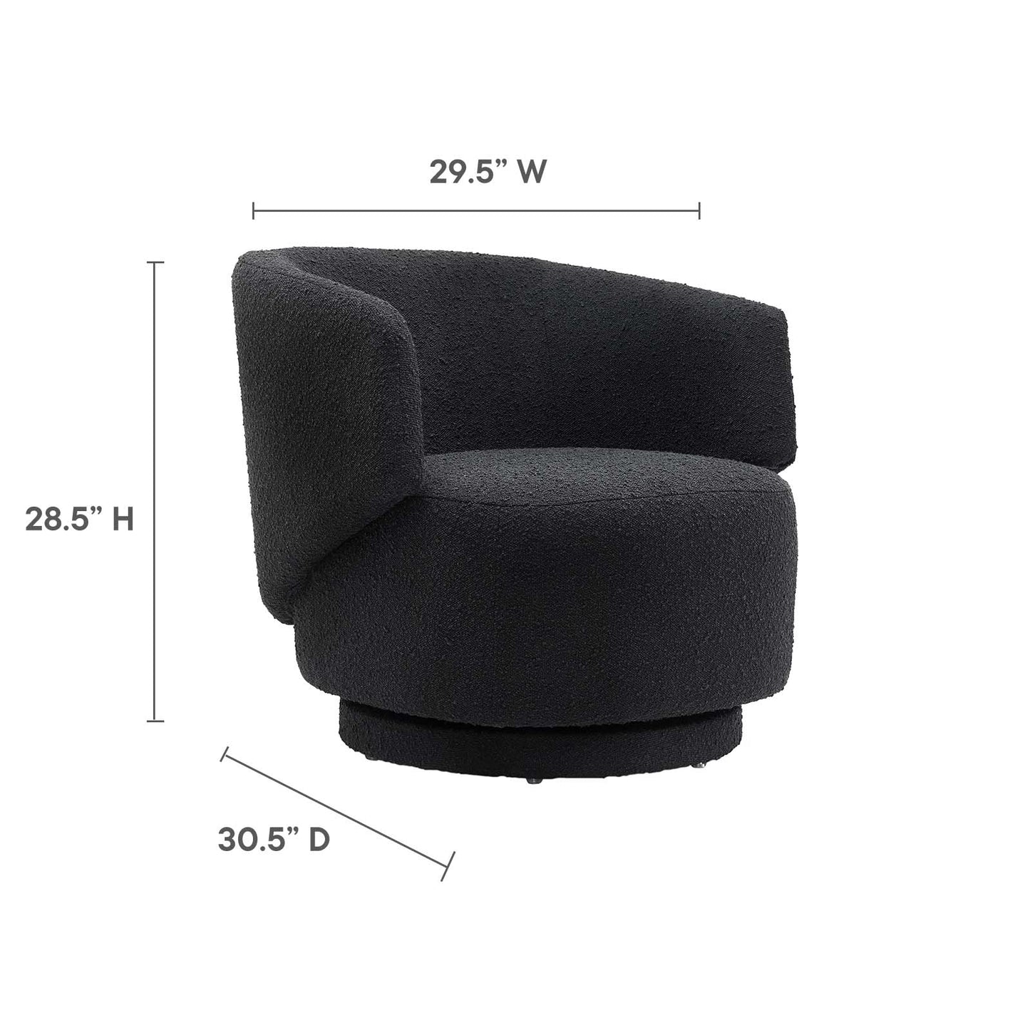 Celestia Boucle Fabric Fabric and Wood Swivel Chair By Modway - EEI-6357 | Lounge Chairs | Modishstore - 7