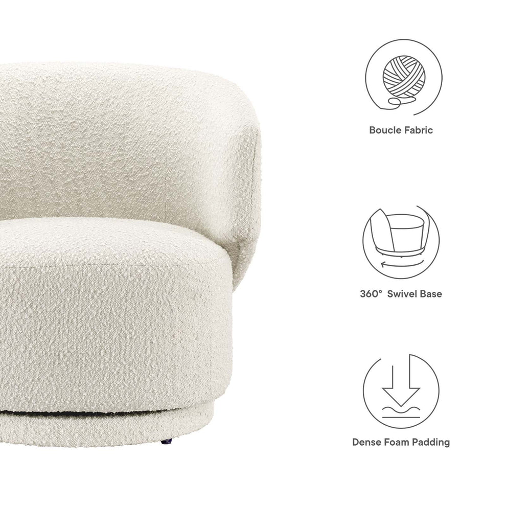 Celestia Boucle Fabric Fabric and Wood Swivel Chair By Modway - EEI-6357 | Lounge Chairs | Modishstore - 14
