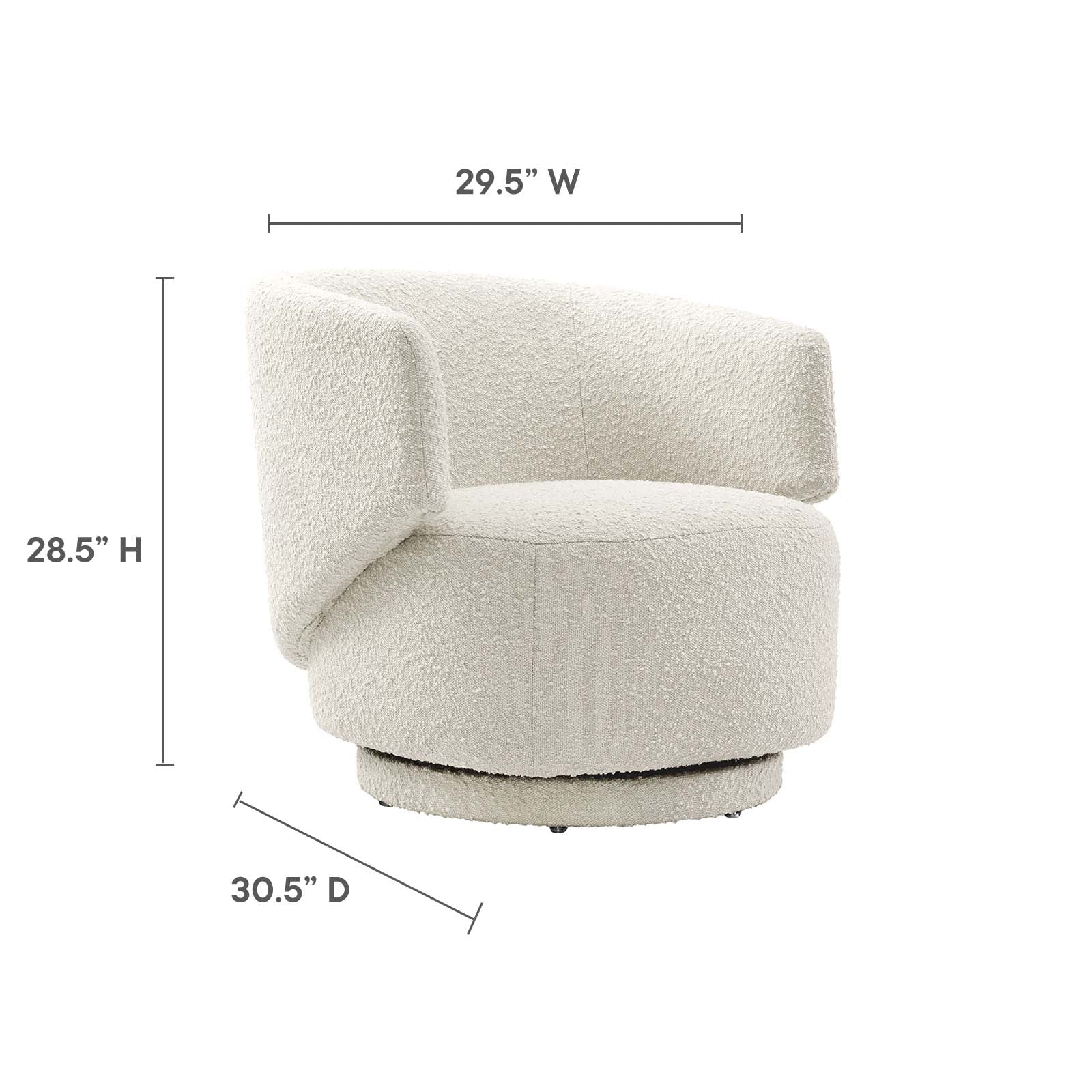 Celestia Boucle Fabric Fabric and Wood Swivel Chair By Modway - EEI-6357 | Lounge Chairs | Modishstore - 15