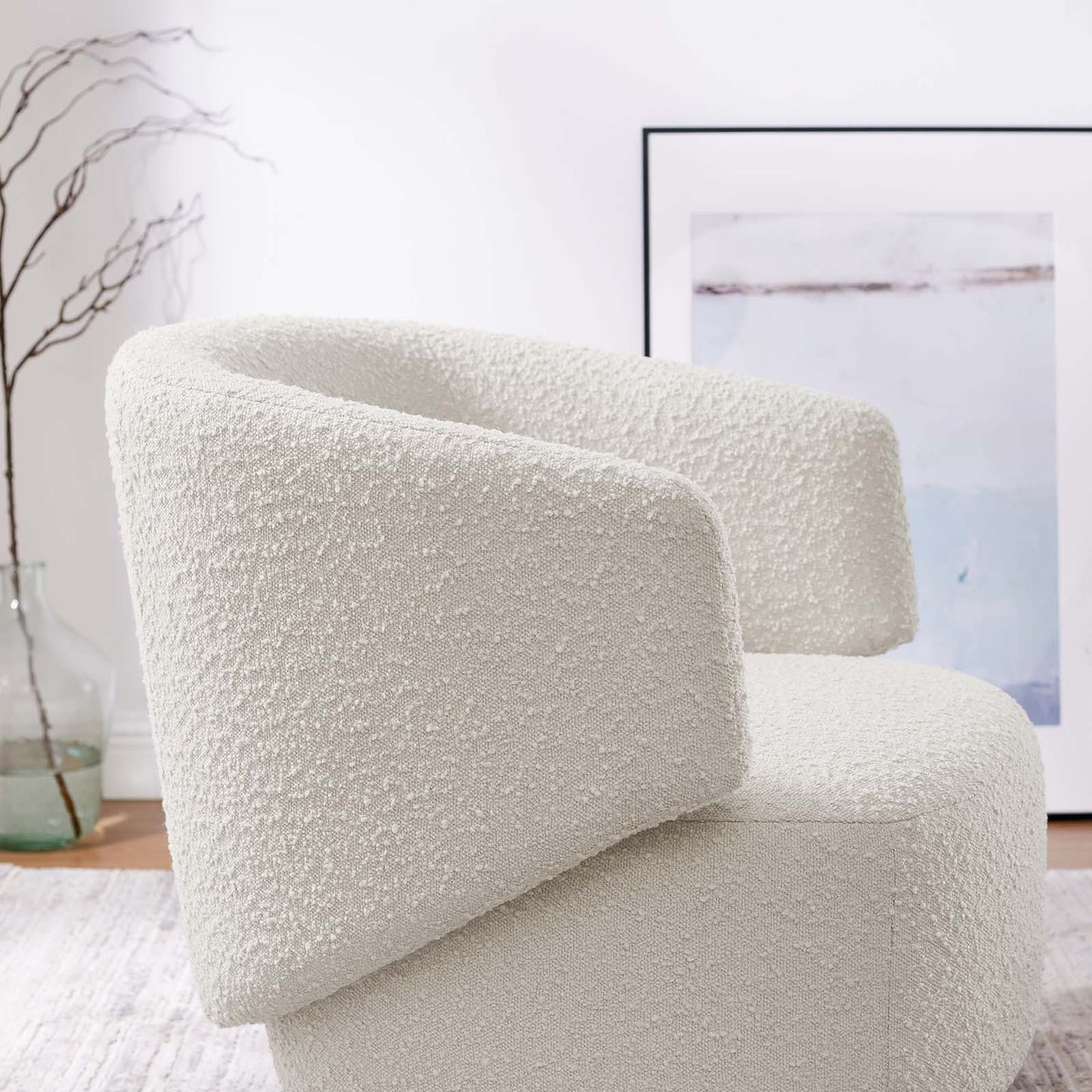 Celestia Boucle Fabric Fabric and Wood Swivel Chair By Modway - EEI-6357 | Lounge Chairs | Modishstore - 16
