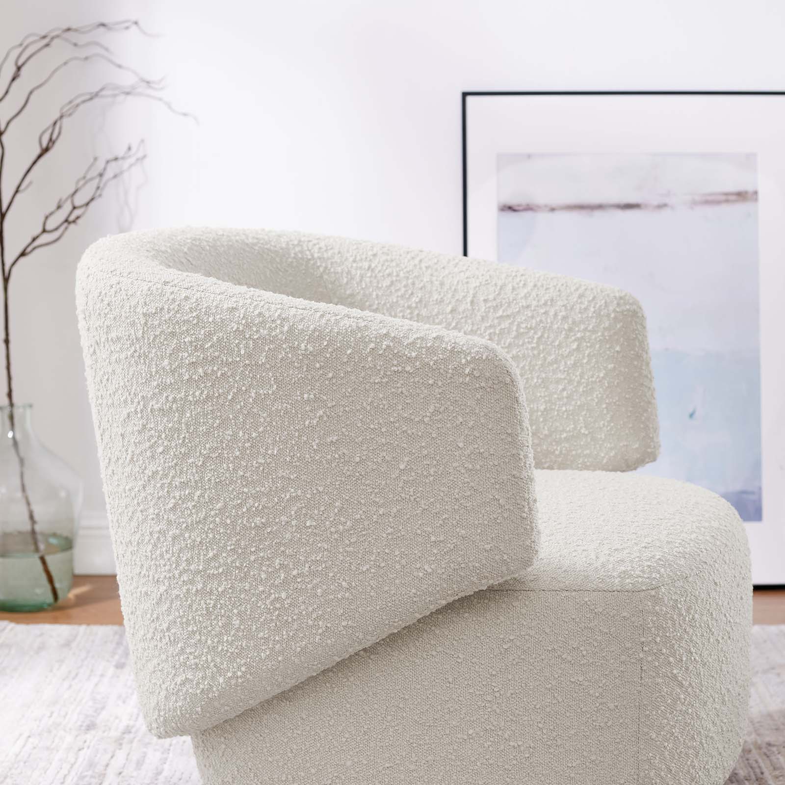 Celestia Boucle Fabric Fabric and Wood Swivel Chair By Modway - EEI-6357 | Lounge Chairs | Modishstore - 16