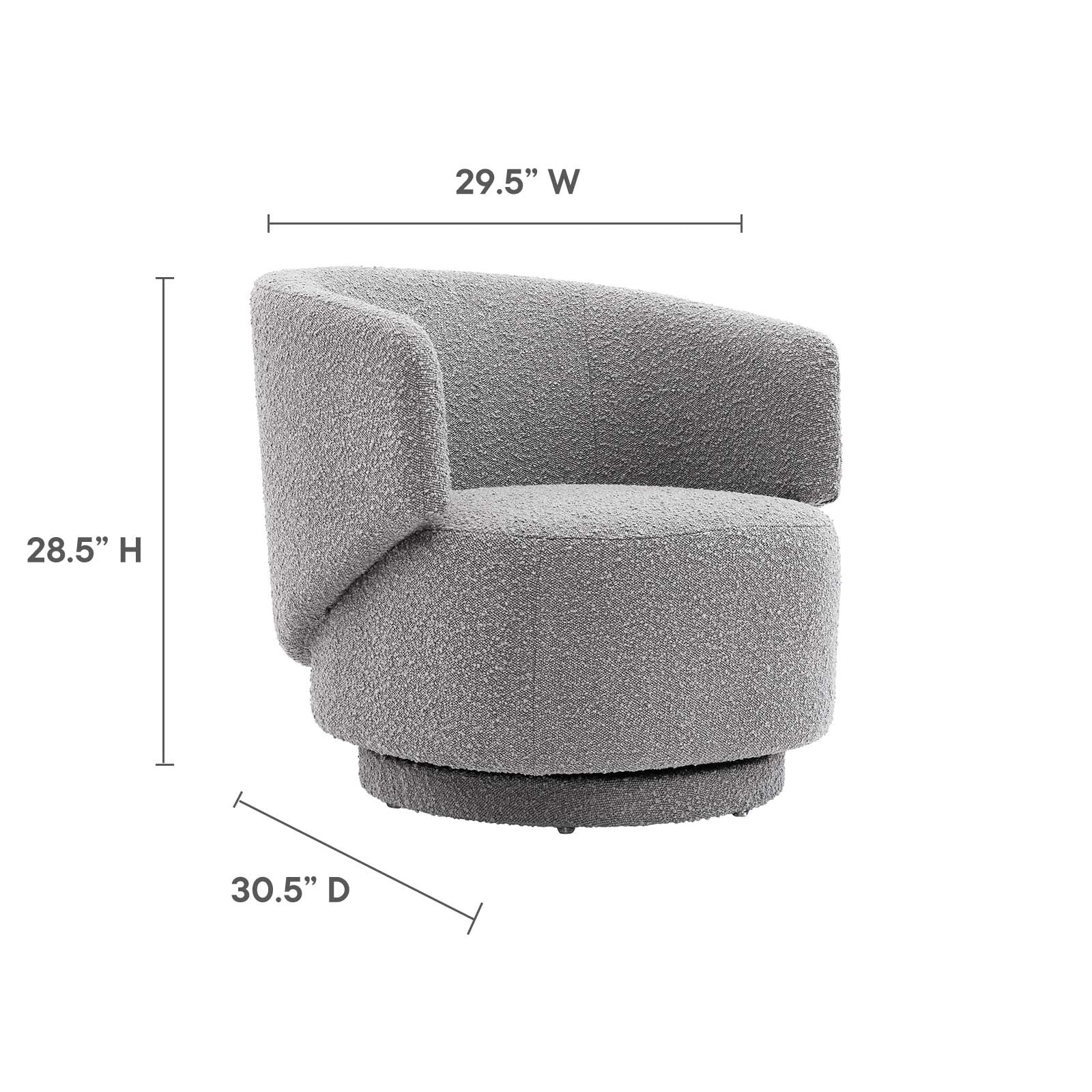 Celestia Boucle Fabric Fabric and Wood Swivel Chair By Modway - EEI-6357 | Lounge Chairs | Modishstore - 23