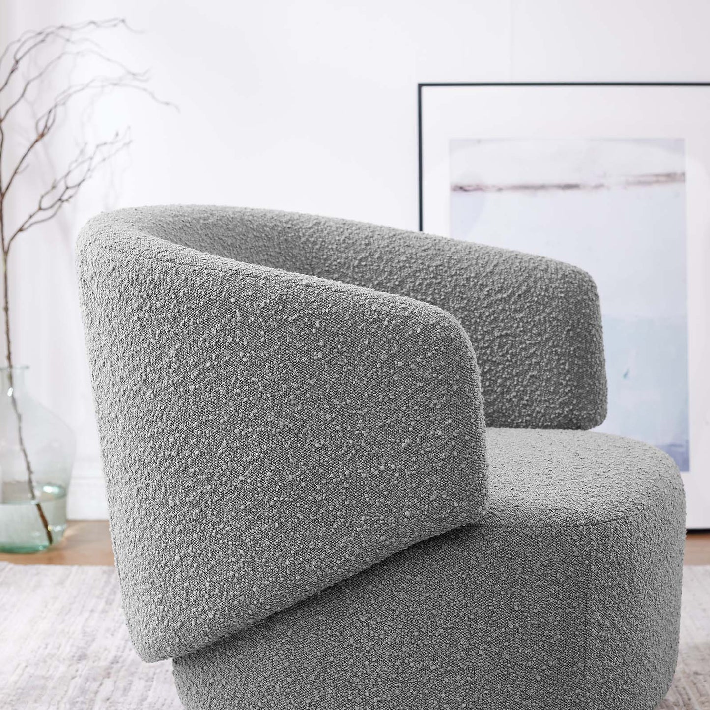 Celestia Boucle Fabric Fabric and Wood Swivel Chair By Modway - EEI-6357 | Lounge Chairs | Modishstore - 24