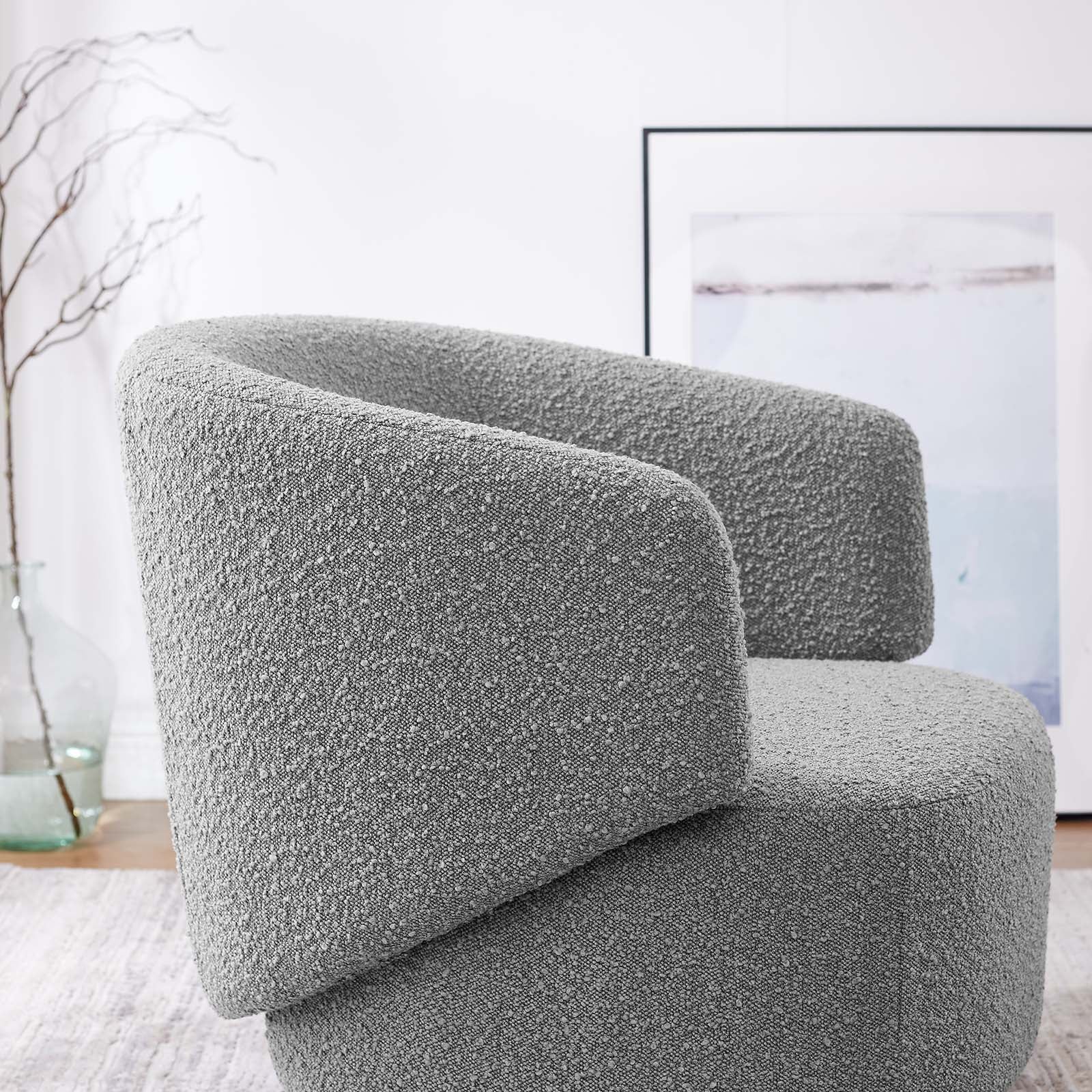 Celestia Boucle Fabric Fabric and Wood Swivel Chair By Modway - EEI-6357 | Lounge Chairs | Modishstore - 24