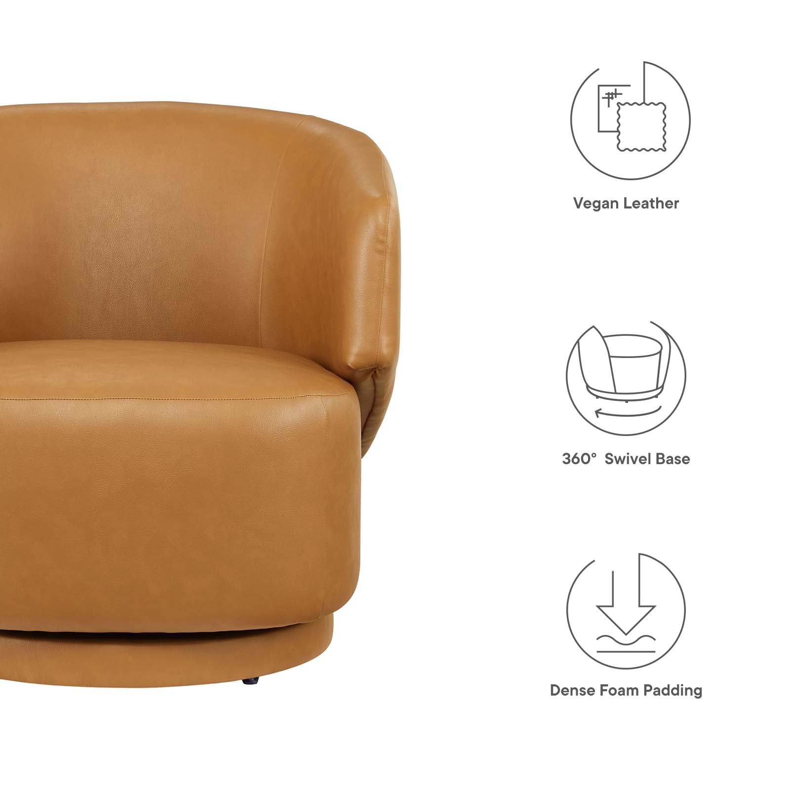 Celestia Vegan Leather Fabric and Wood Swivel Chair By Modway - EEI-6358 | Lounge Chairs | Modishstore - 7