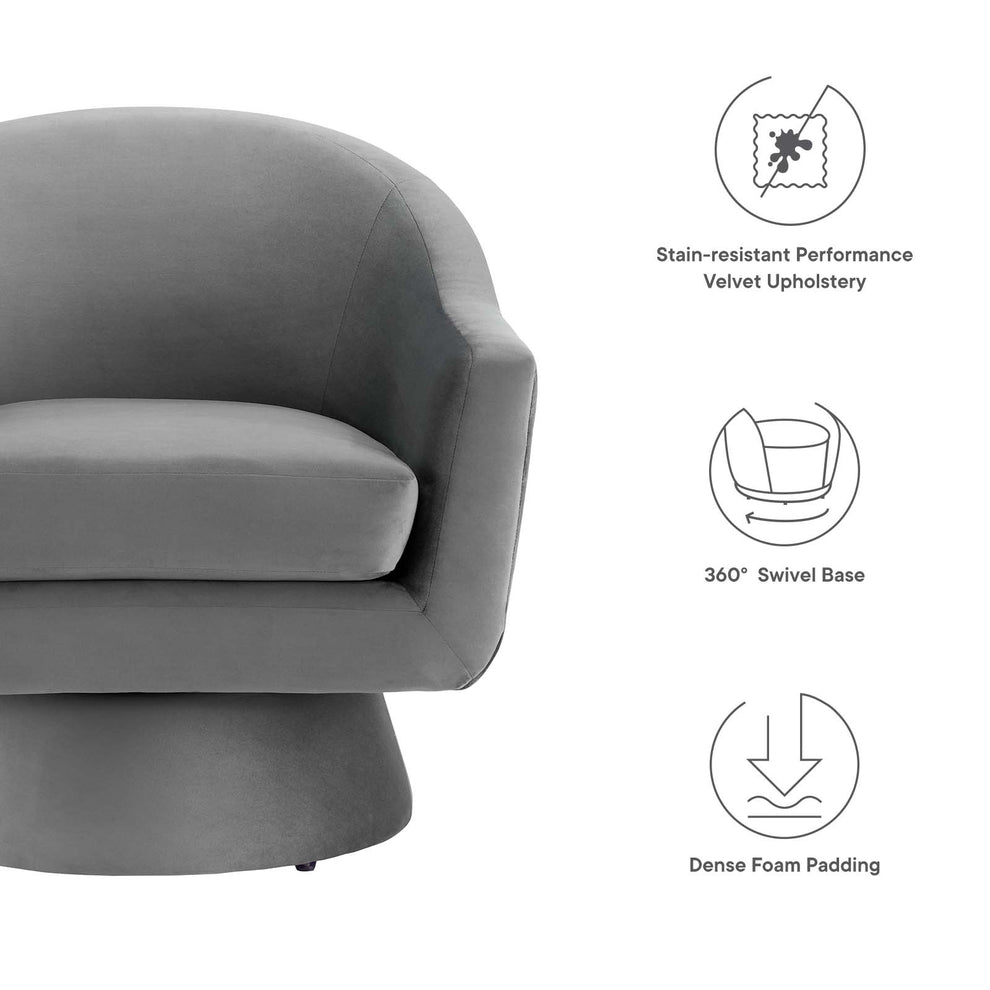 Astral Performance Velvet Fabric and Wood Swivel Chair By Modway - EEI-6360 | Armchairs | Modishstore - 7