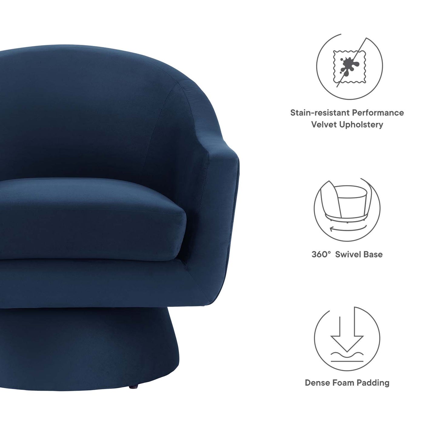 Astral Performance Velvet Fabric and Wood Swivel Chair By Modway - EEI-6360 | Armchairs | Modishstore - 14
