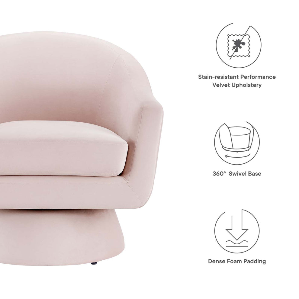 Astral Performance Velvet Fabric and Wood Swivel Chair By Modway - EEI-6360 | Armchairs | Modishstore - 22