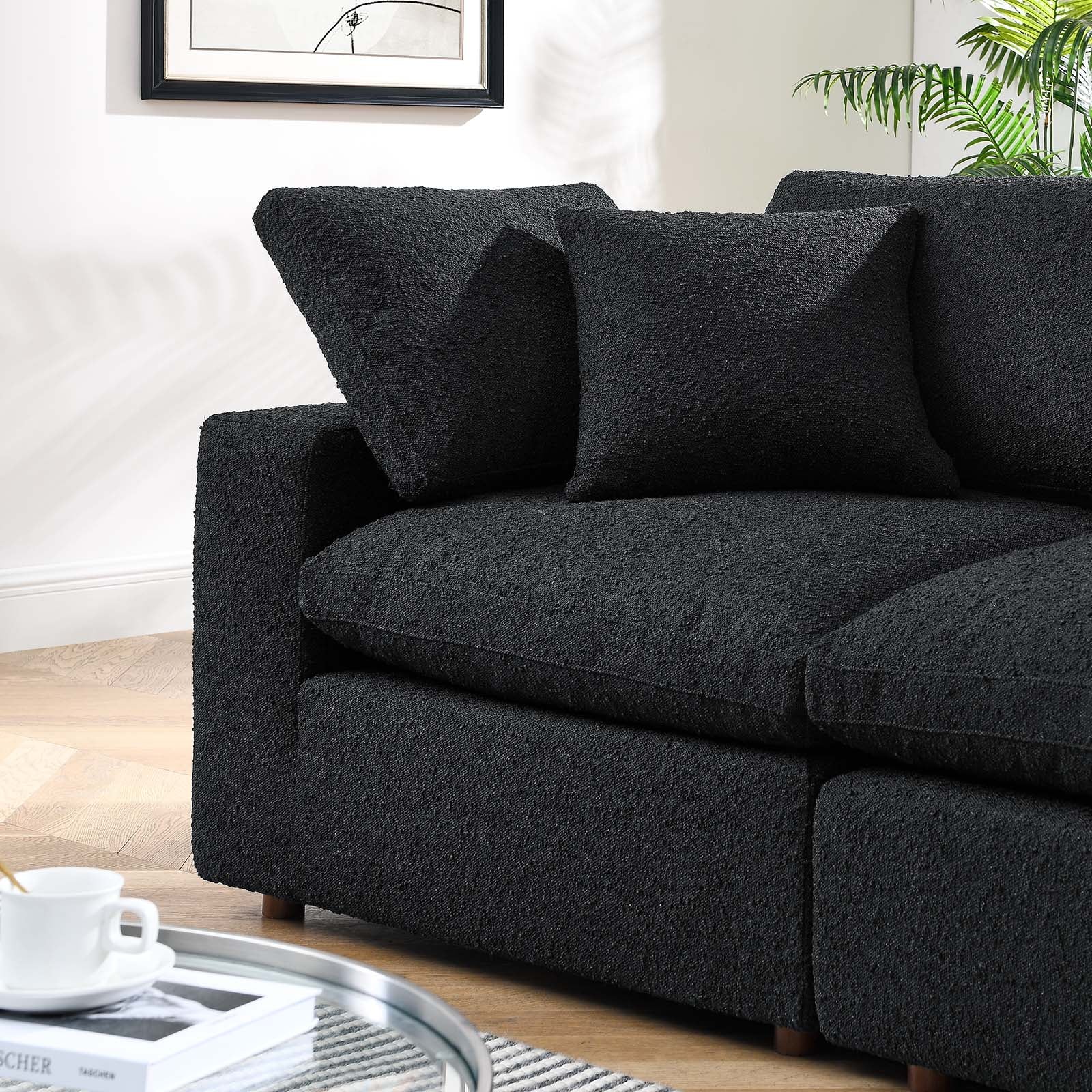 Commix Down Filled Overstuffed Boucle Fabric Loveseat - Thumbnail 5