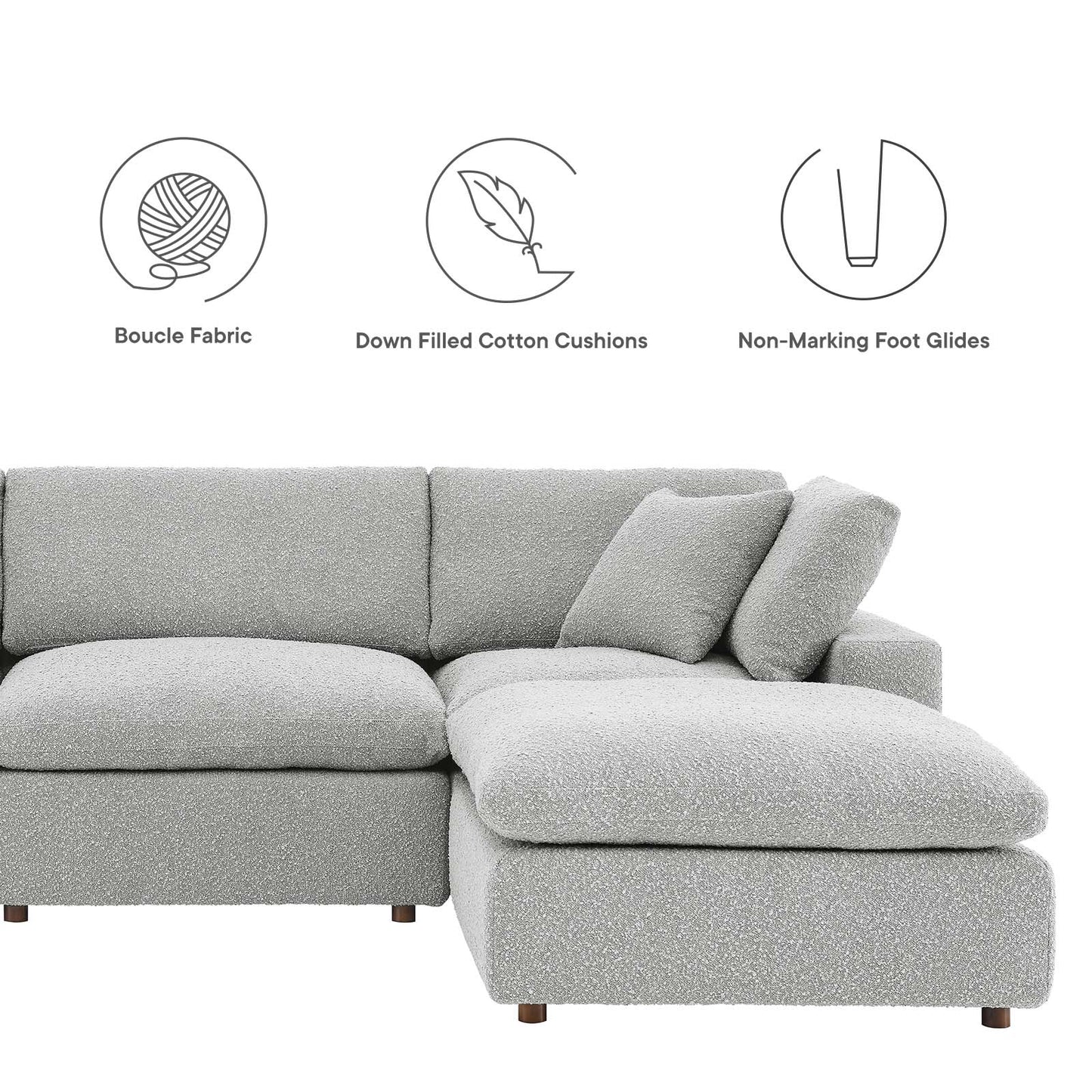 Commix Down Filled Overstuffed Boucle Fabric 4-Piece Sectional Sofa By Modway - EEI-6363 | Sectional | Modishstore - 13