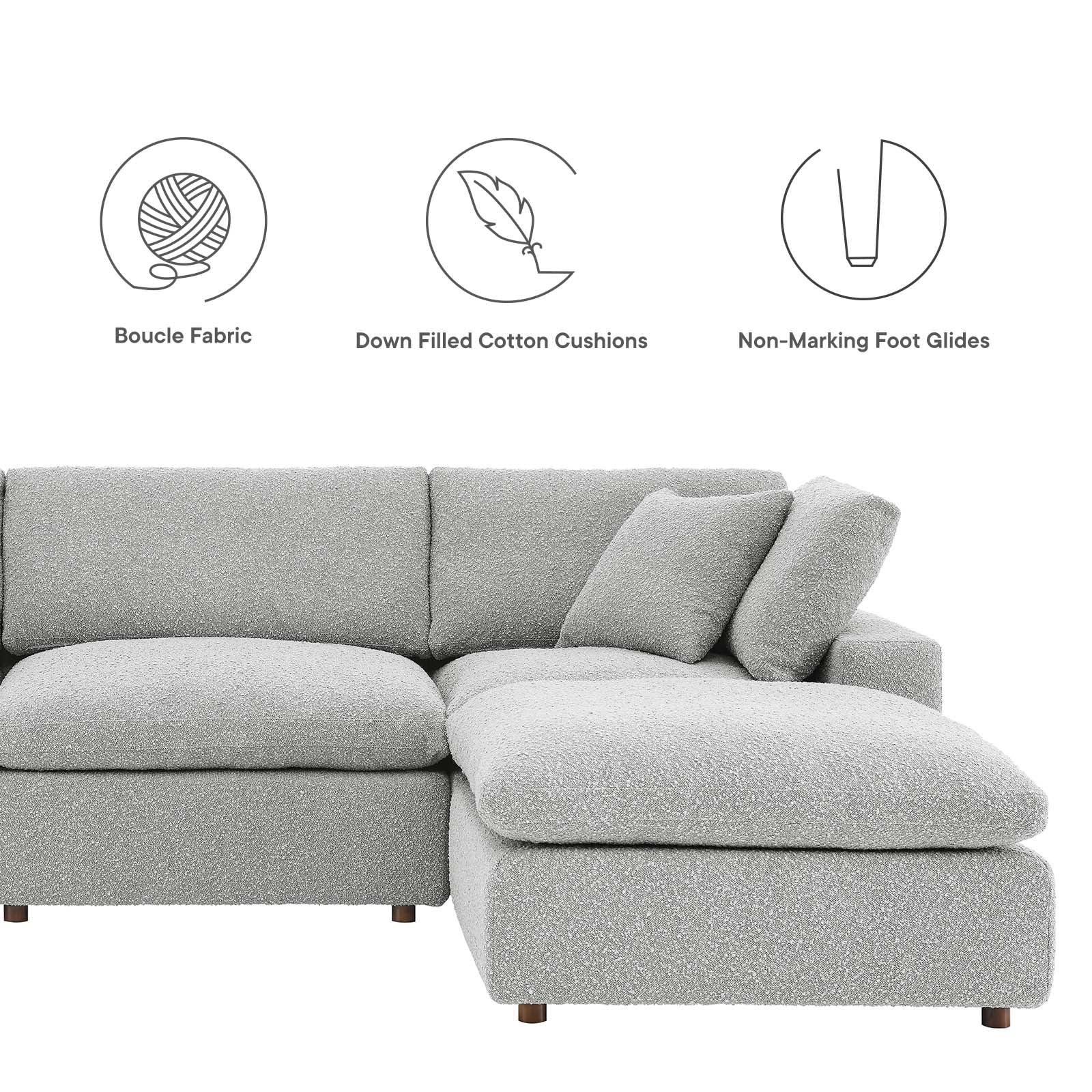 Commix Down Filled Overstuffed Boucle Fabric 5-Piece Sectional Sofa By Modway - EEI-6365 | Sectional | Modishstore - 13