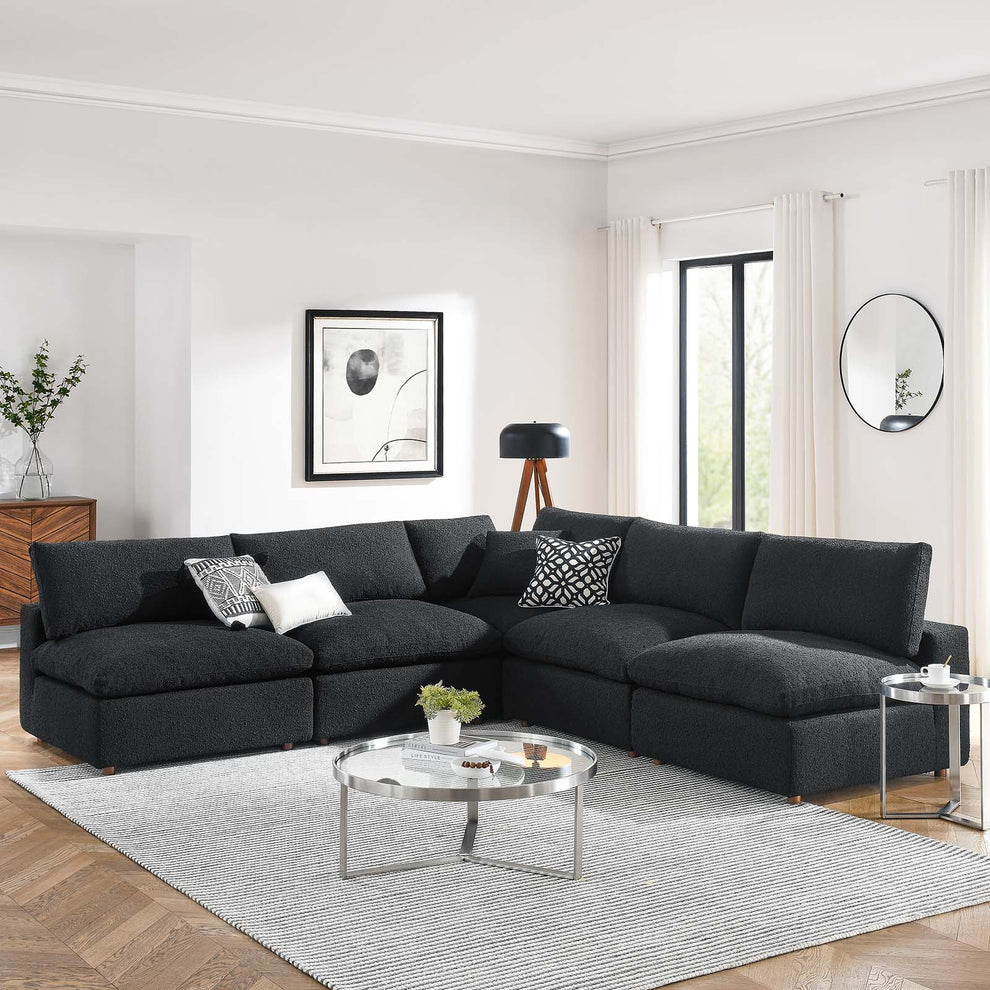 Commix Down Filled Overstuffed Boucle Fabric 5-Piece Sectional Sofa By Modway - EEI-6367 | Sectional | Modishstore - 1