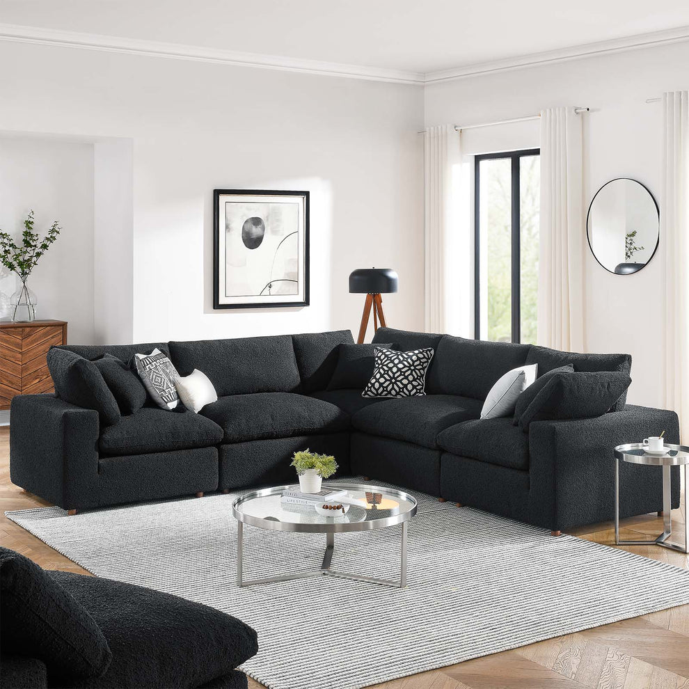 Commix Down Filled Overstuffed Boucle 5-Piece Sectional Sofa By Modway - EEI-6368 | Sectional | Modishstore - 1