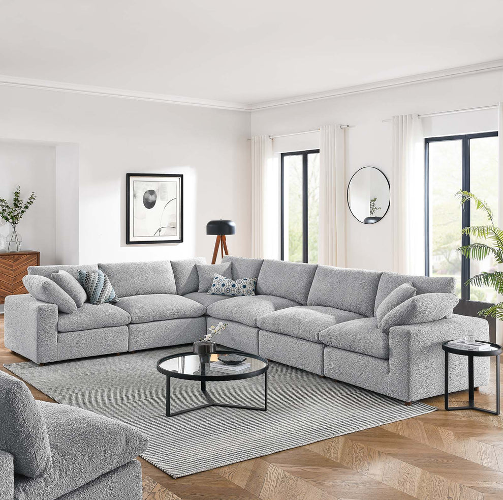Commix Down Filled Overstuffed Boucle Fabric 6-Piece Sectional Sofa By Modway - EEI-6369 | Sectional | Modishstore - 15