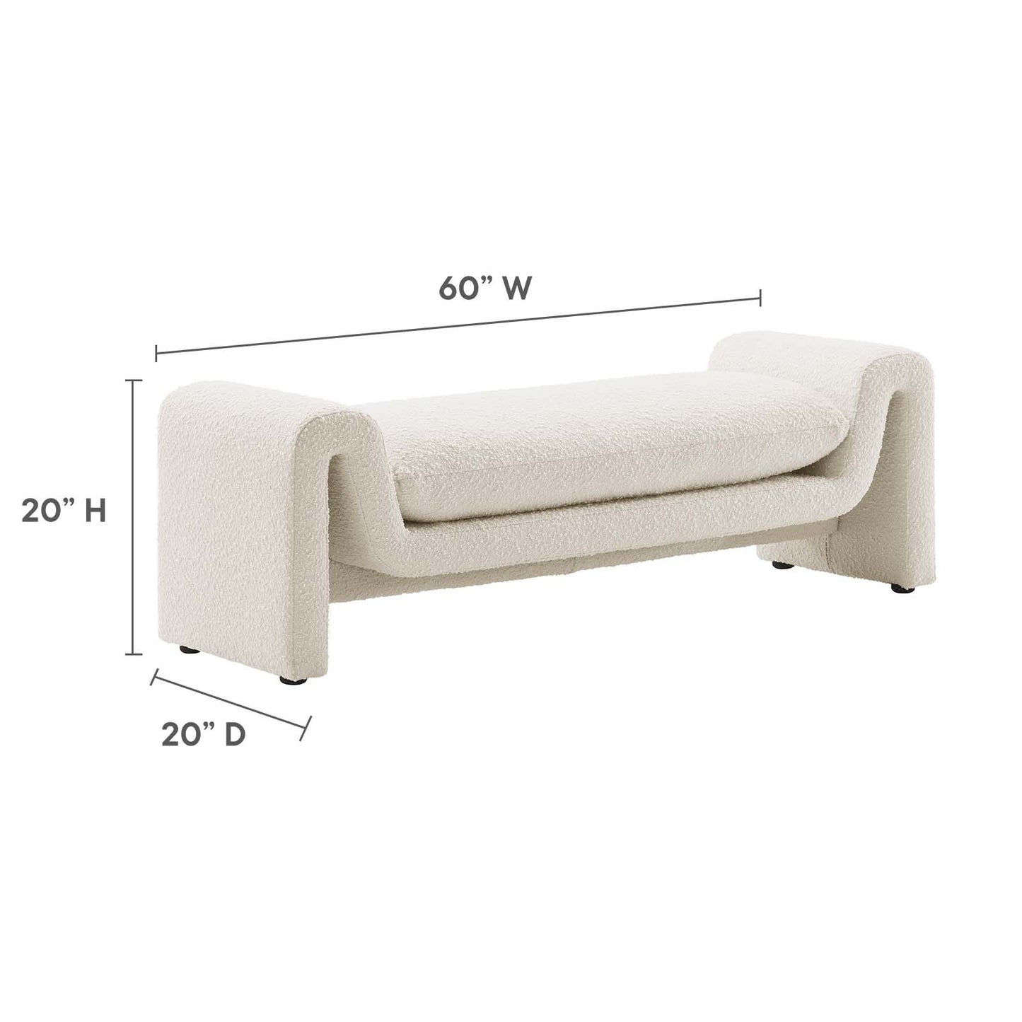 Waverly Boucle Fabric Bench By Modway - EEI-6379 | Benches | Modishstore - 13