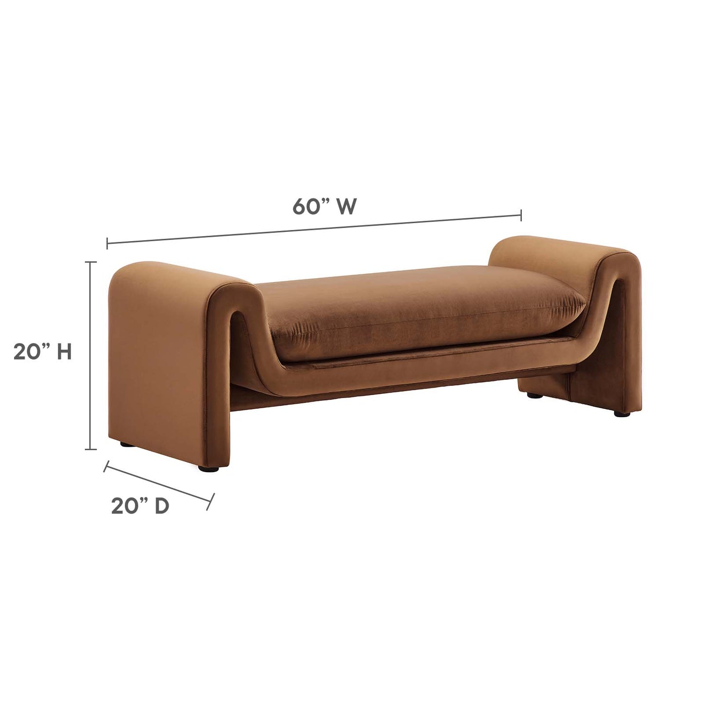 Waverly Performance Velvet Bench By Modway - EEI-6380 | Benches | Modishstore - 6