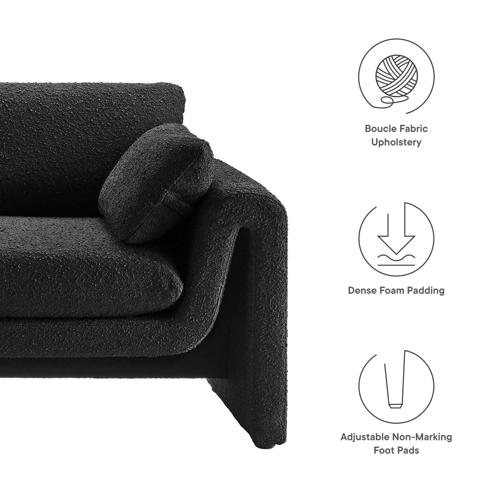 Waverly Boucle Fabric Sofa By Modway - EEI-6381 | Sofas | Modishstore - 7