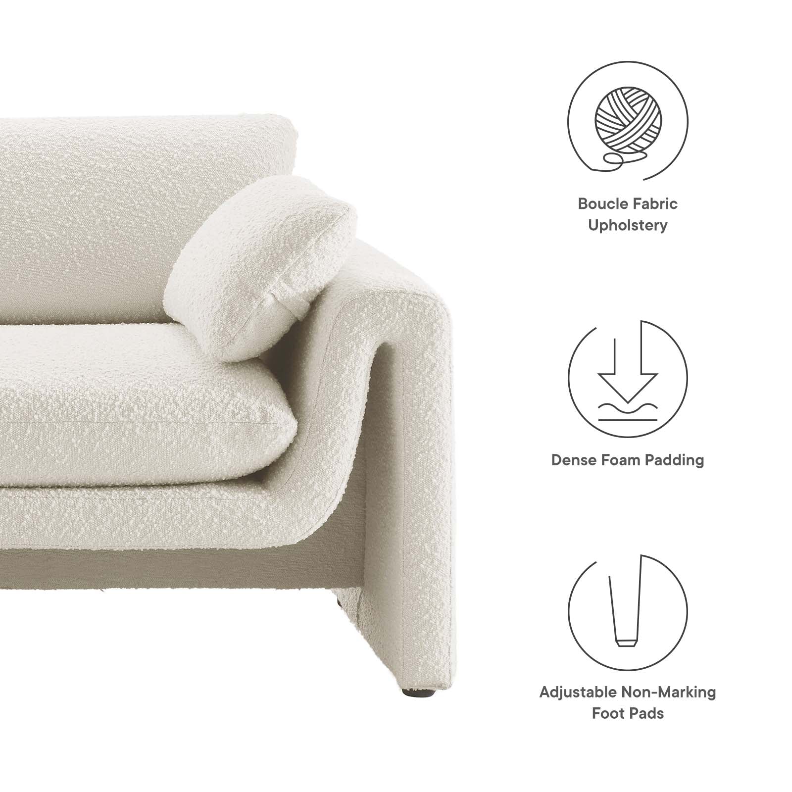 Waverly Boucle Fabric Sofa By Modway - EEI-6381 | Sofas | Modishstore - 15