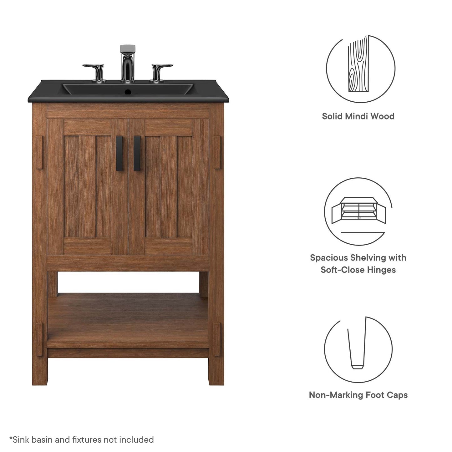 Ashlyn 24” Wood Bathroom Vanity Cabinet (Sink Basin Not Included) By Modway - EEI-6403 | Bathroom Accessories | Modishstore - 7